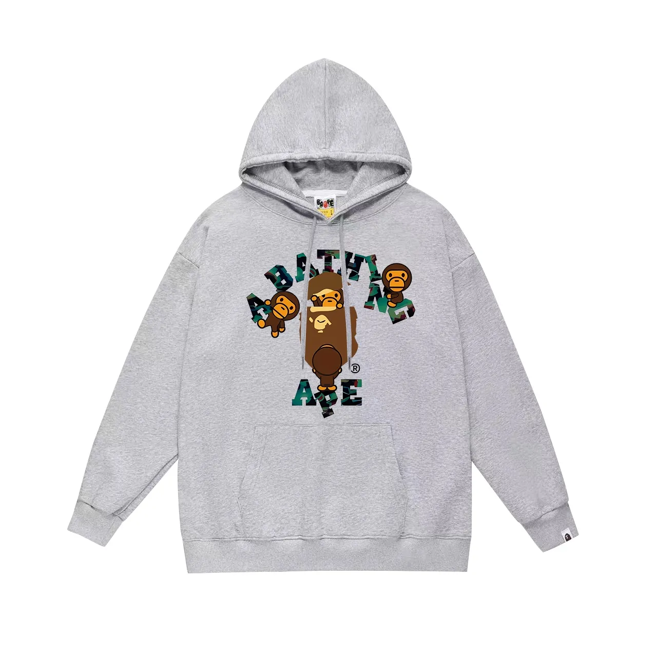 Model No. SC719#terry p160 plus velvet 180💰 (top version) BAPE cartoon BABY MILO ape head letter printed hooded sweatshirt. Made of 380 grams of large terry (drop shoulder large version) fabric. The texture is soft and non-pilling. Imported environmentally friendly printing glue. The pattern is bright and three-dimensional. Quality💥Same style for men and women. The upper body is trendy. Color: black white gray Size: S M L XL XXL