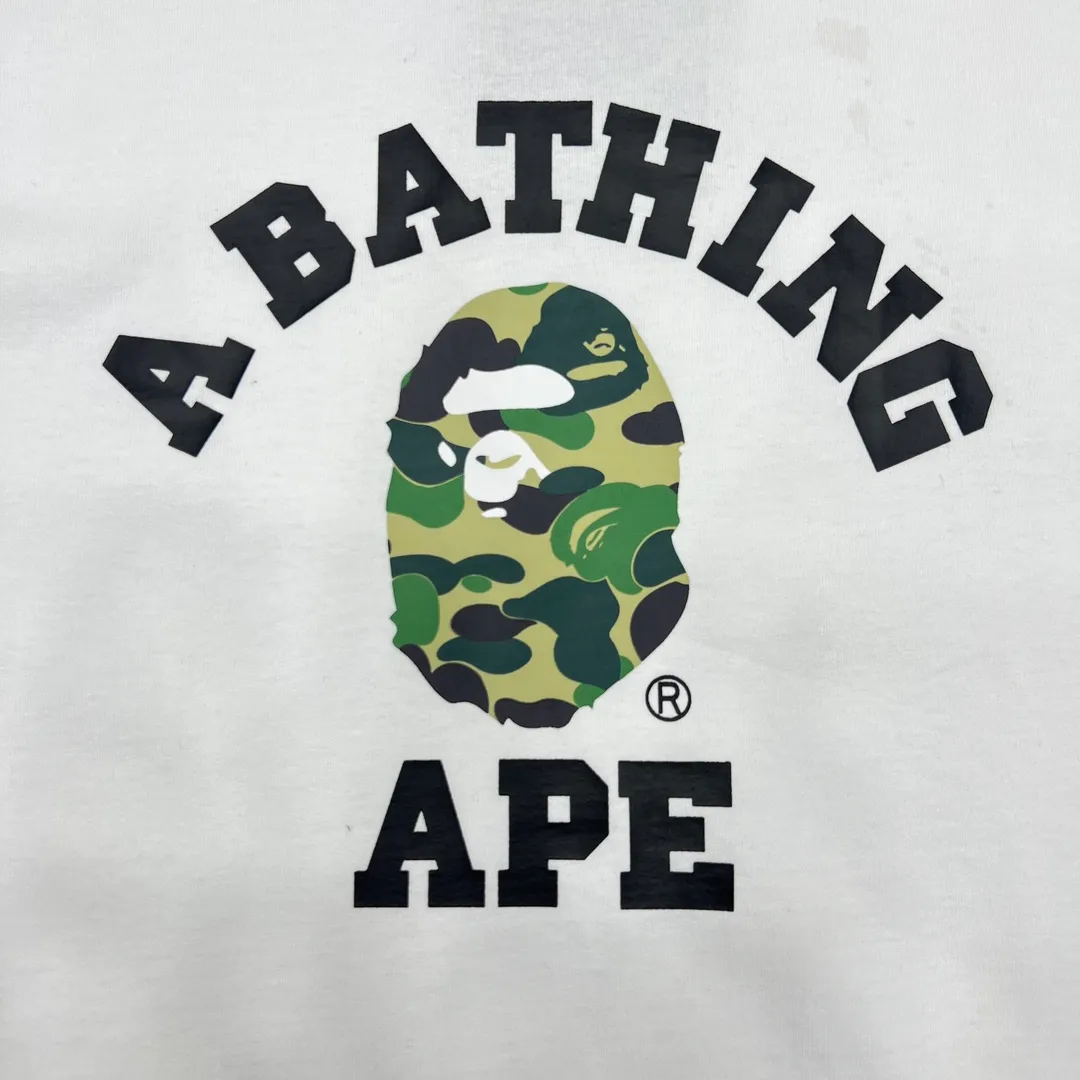 💰140 BAPE ABC camouflage ape head letter printing 280g weight linen cotton fabric ZP version Couple style: S-XXL [Black Green White Green Black Pink White Pink Black Blue White Blue]