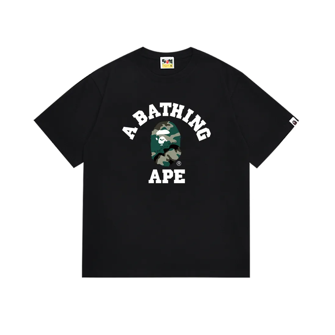 P110 SC058# (top version) BAPE Ape Man's Little Head classic letter printed short-sleeved T-shirt. Made of 260 grams of high-quality high-weave pure cotton fabric. Double yarn combed. The texture is soft and non-pilling. Imported environmentally friendly printing glue. The pattern is bright and three-dimensional. Quality💥Same style for men and women. The upper body is trendy. Color: black and white. Size: S M L XL XXL