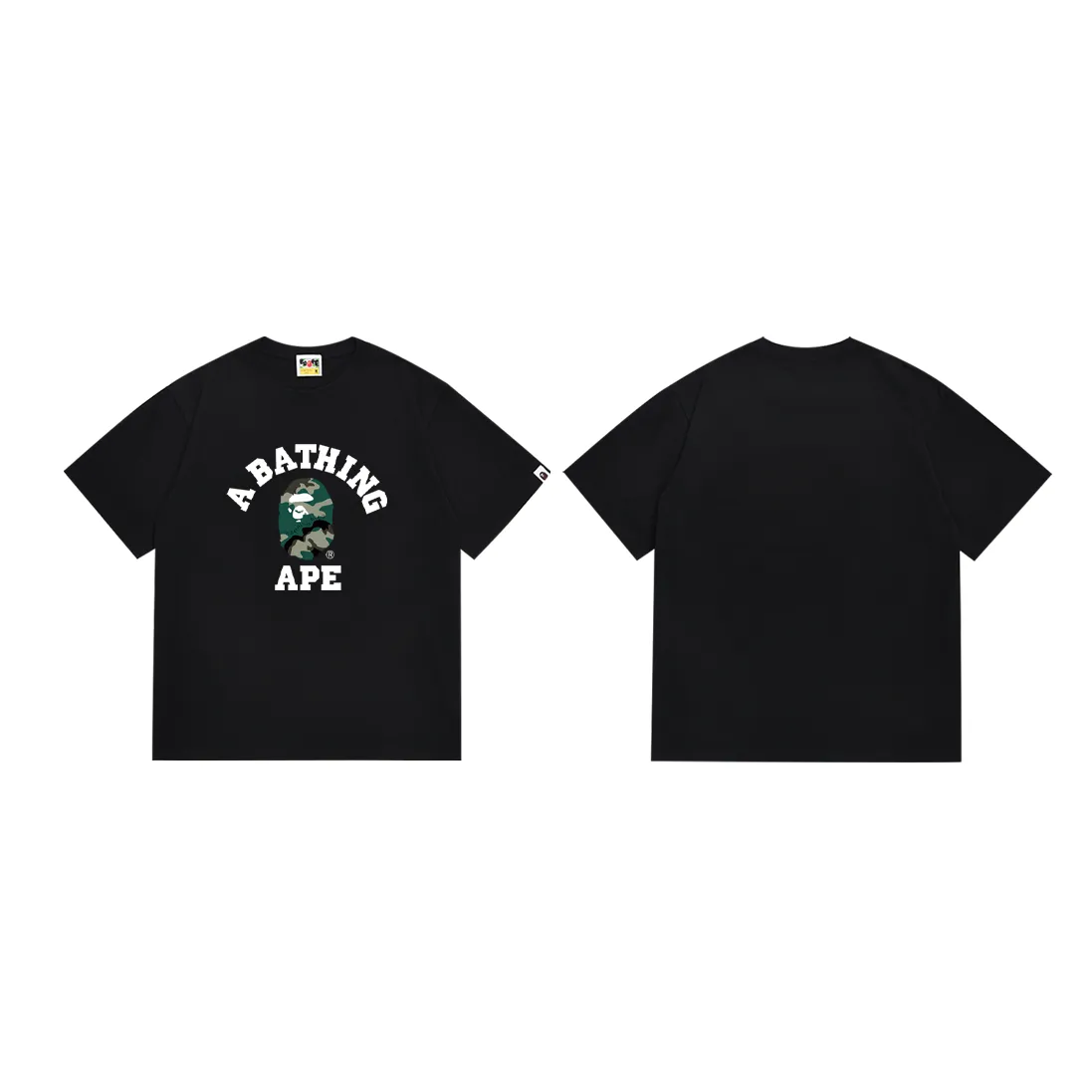 P110 SC058# (top version) BAPE Ape Man's Little Head classic letter printed short-sleeved T-shirt. Made of 260 grams of high-quality high-weave pure cotton fabric. Double yarn combed. The texture is soft and non-pilling. Imported environmentally friendly printing glue. The pattern is bright and three-dimensional. Quality💥Same style for men and women. The upper body is trendy. Color: black and white. Size: S M L XL XXL