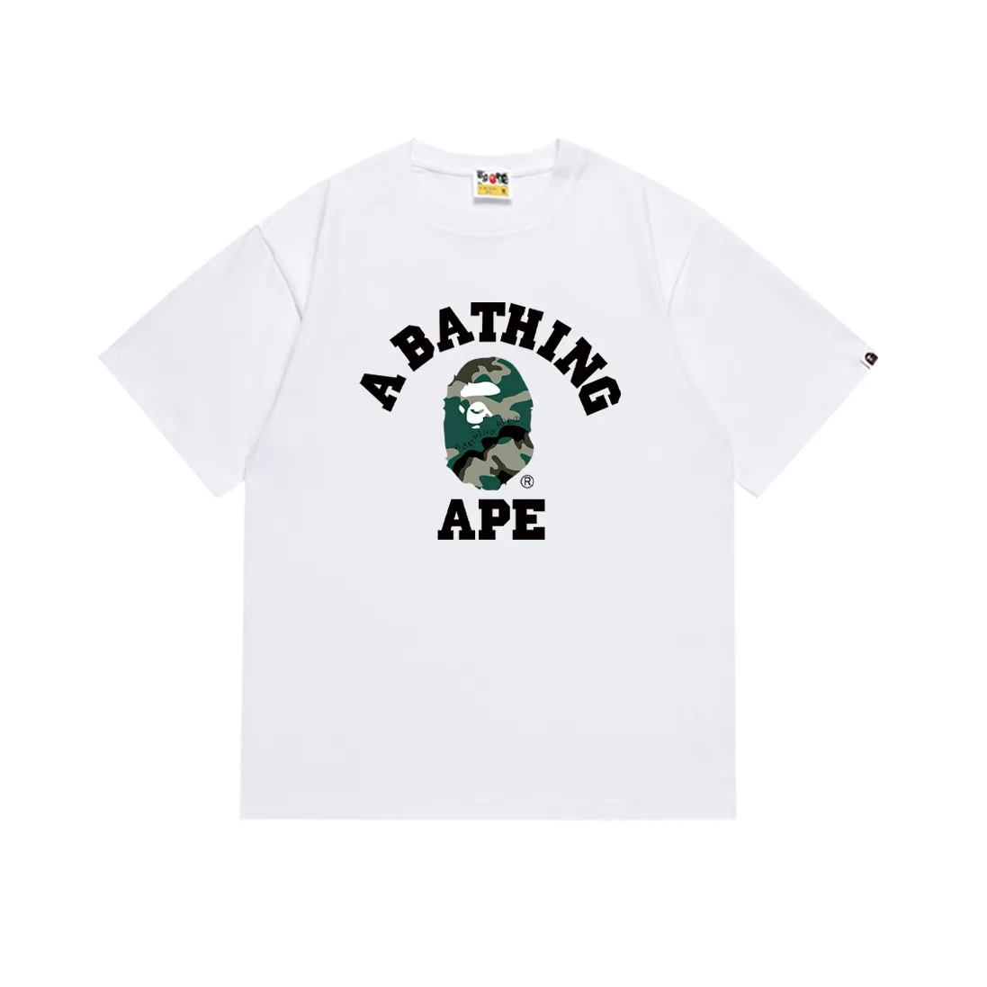 P110 SC058# (top version) BAPE Ape Man's Little Head classic letter printed short-sleeved T-shirt. Made of 260 grams of high-quality high-weave pure cotton fabric. Double yarn combed. The texture is soft and non-pilling. Imported environmentally friendly printing glue. The pattern is bright and three-dimensional. Quality💥Same style for men and women. The upper body is trendy. Color: black and white. Size: S M L XL XXL