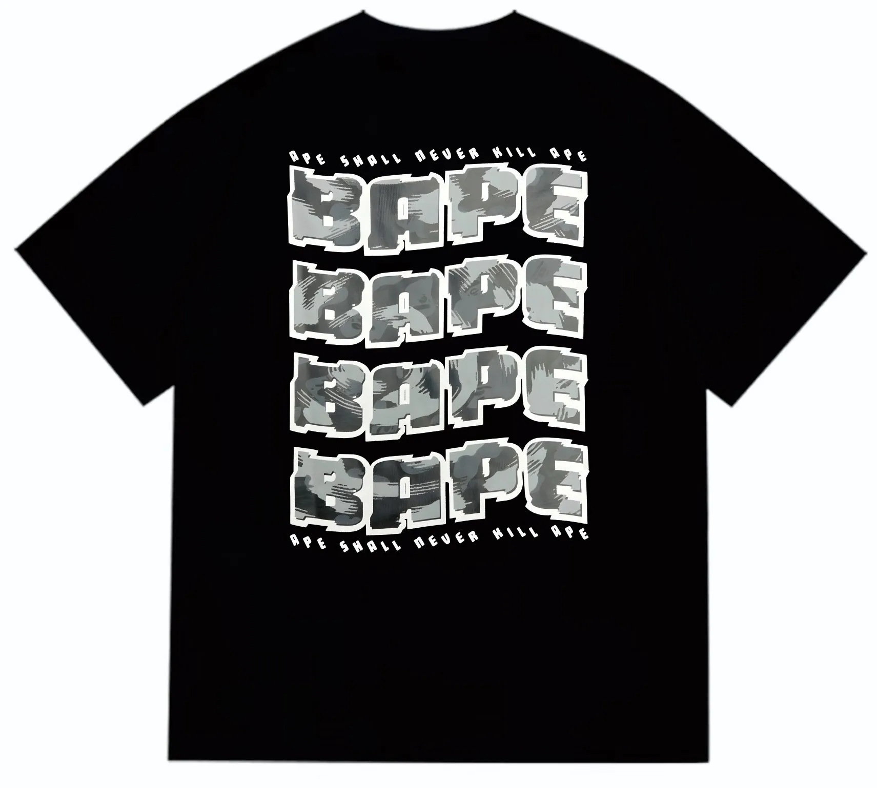 SC258#p110💰 (top version) BAPE DISTORTION twisted camouflage ape head print T-shirt Made of 260 grams of high-quality high-weave pure cotton fabric, double yarn combed, soft texture and no pilling Imported environmentally friendly printing glue, bright and three-dimensional pattern, quality 💥Same style for men and women, the upper body is fashionable Color: black white Size: S M L XL XXL