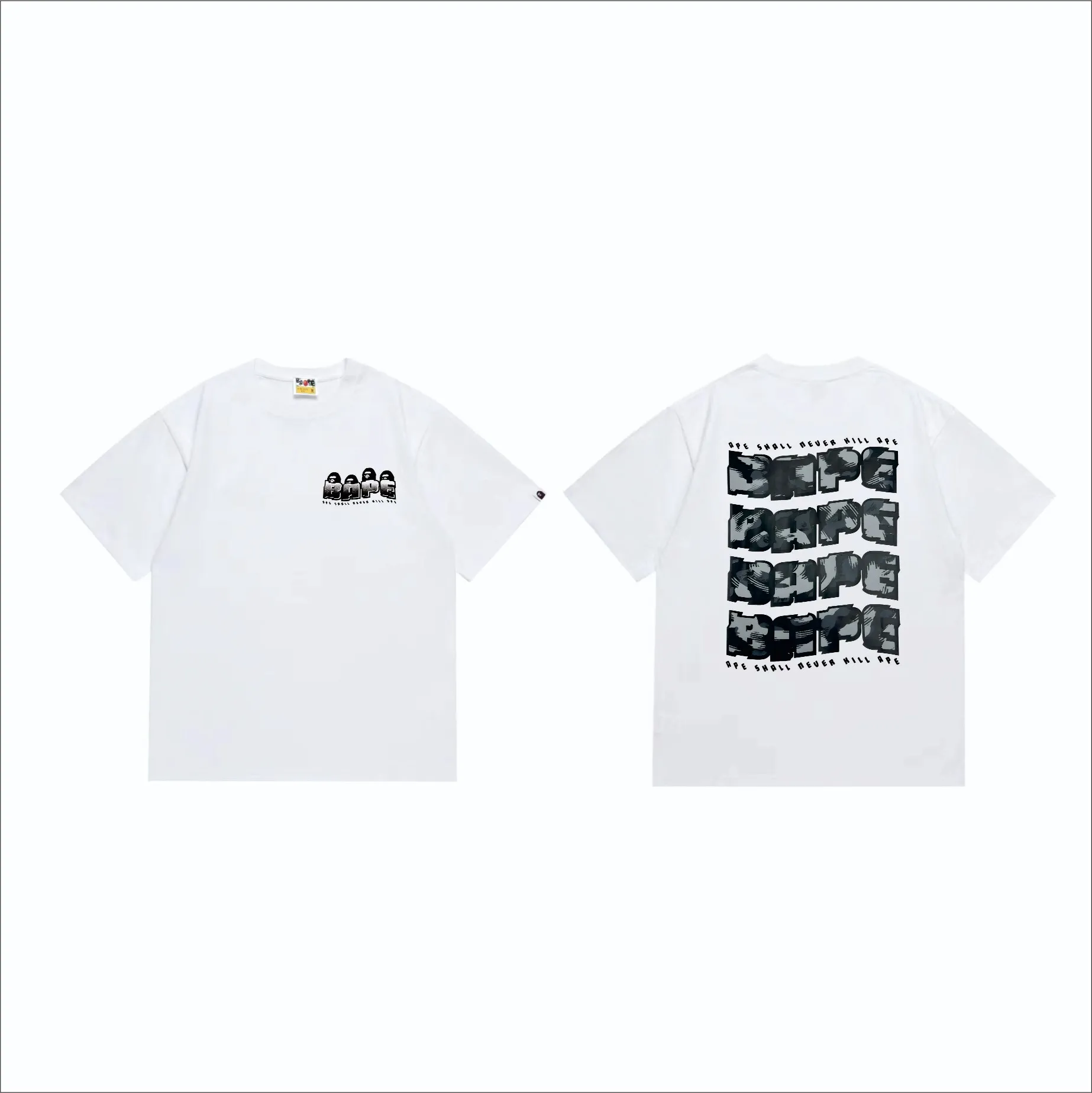 SC258#p110💰 (top version) BAPE DISTORTION twisted camouflage ape head print T-shirt Made of 260 grams of high-quality high-weave pure cotton fabric, double yarn combed, soft texture and no pilling Imported environmentally friendly printing glue, bright and three-dimensional pattern, quality 💥Same style for men and women, the upper body is fashionable Color: black white Size: S M L XL XXL