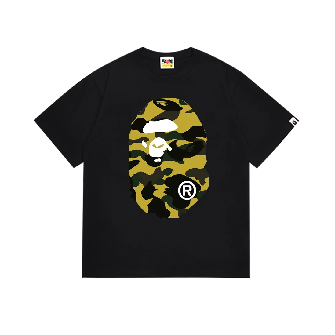 P110 SC060# (top version) BAPE double-sided camouflage ape head printed short-sleeved T-shirt Made of 260 grams of high-quality high-weave pure cotton fabric, double yarn combed, soft texture and no pilling Imported environmentally friendly printing glue, bright and three-dimensional pattern, quality 💥unisex style, the upper body is fashionable Color: white camouflage black camouflage white yellow black yellow white green black green white purple black purple white red black red Size: S M L XL XXL