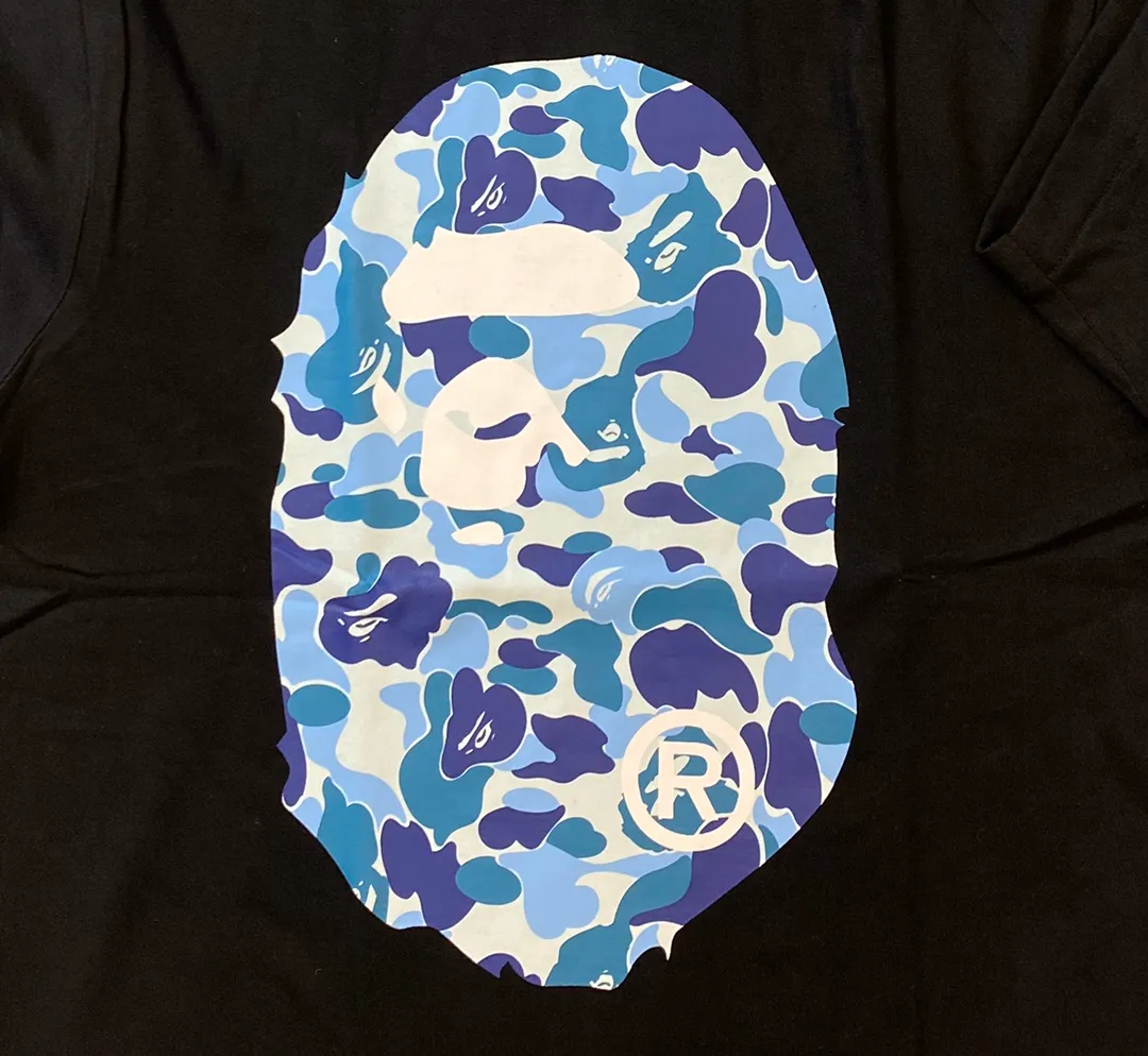 💰140 Bape Abc Blue Pink Green Camouflage Ape Man Reappearance 280g Couple Model: S-XXL [White Green Black Green White Blue Black Blue White Pink Black Pink]