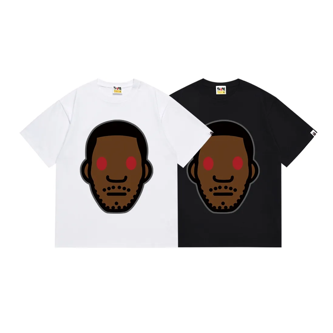 SC133#p110💰 (Top version) BAPE✖️KID CUDI co-branded cartoon character printed short-sleeved T-shirt. Made of 260 grams of high-quality high-weave pure cotton fabric. Double yarn combed, soft texture and no pilling. Imported environmentally friendly printing glue. Bright and three-dimensional pattern. Quality💥Same style for men and women. The upper body is trendy. Color: Black White Size: S M L XL XXL