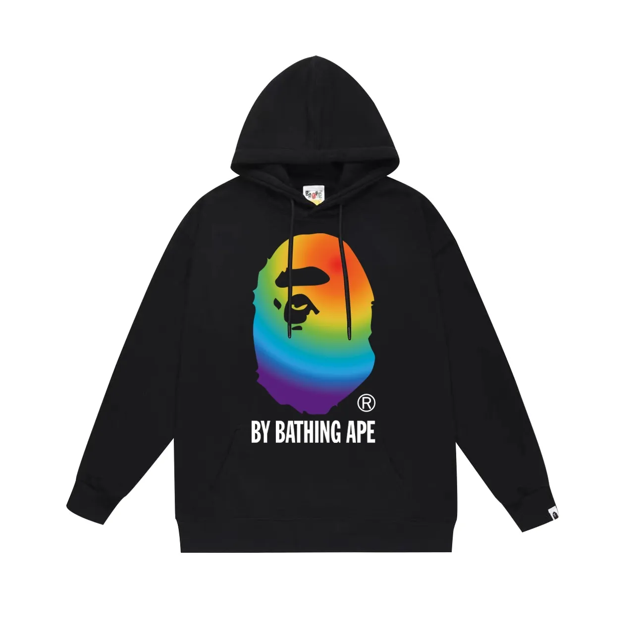 Model No. SC682#terry p160 plus velvet p180💰 (top version) BAPE colorful ape head letter printed hooded sweatshirt. Made of 380g large terry 430g silver fox velvet (drop shoulder large version) fabric. The texture is soft and non-pilling. Imported environmentally friendly printing glue. The pattern is bright and three-dimensional. Quality💥Same style for men and women. The upper body is trendy. Color: black white gray Size: S M L XL XXL