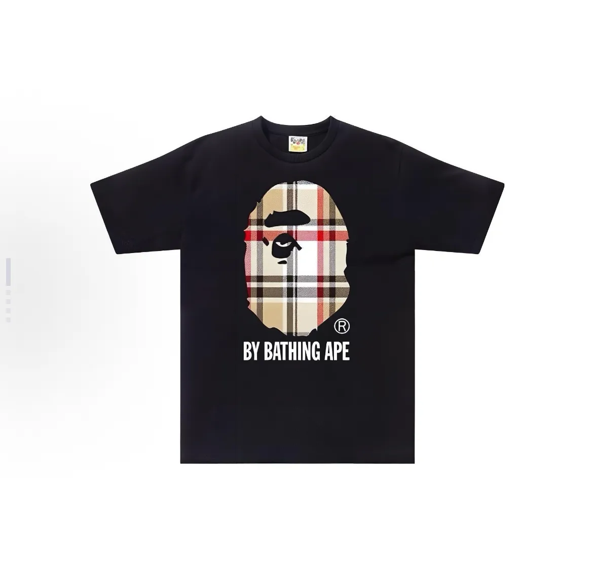 P110 001028 A BATHING APE Bape SS23 ape print round neck pullover short-sleeved T-shirt, same style for men and women, size smlxlxxl, black and white