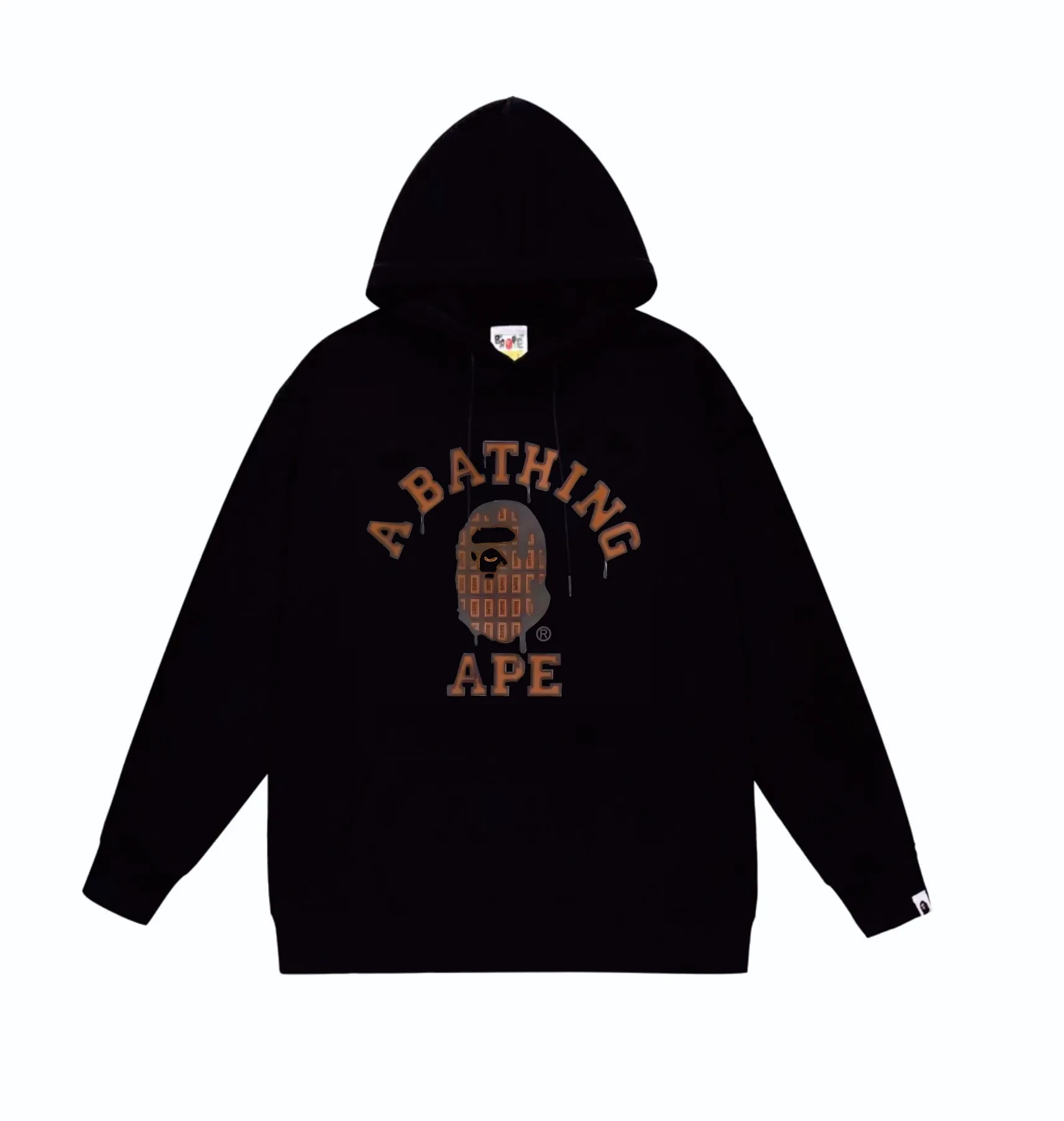 P160 model number SC867# terry 80 plus velvet 90 (top version) BAPE chocolate ape head pattern printed hooded sweatshirt. Made of 380g large terry (drop shoulder large version) fabric. The texture is soft and non-pilling. Imported environmentally friendly printing glue. The pattern is bright and three-dimensional. Quality 💥Same style for men and women. The upper body is trendy. Color: black white gray Size: S M L XL XXL