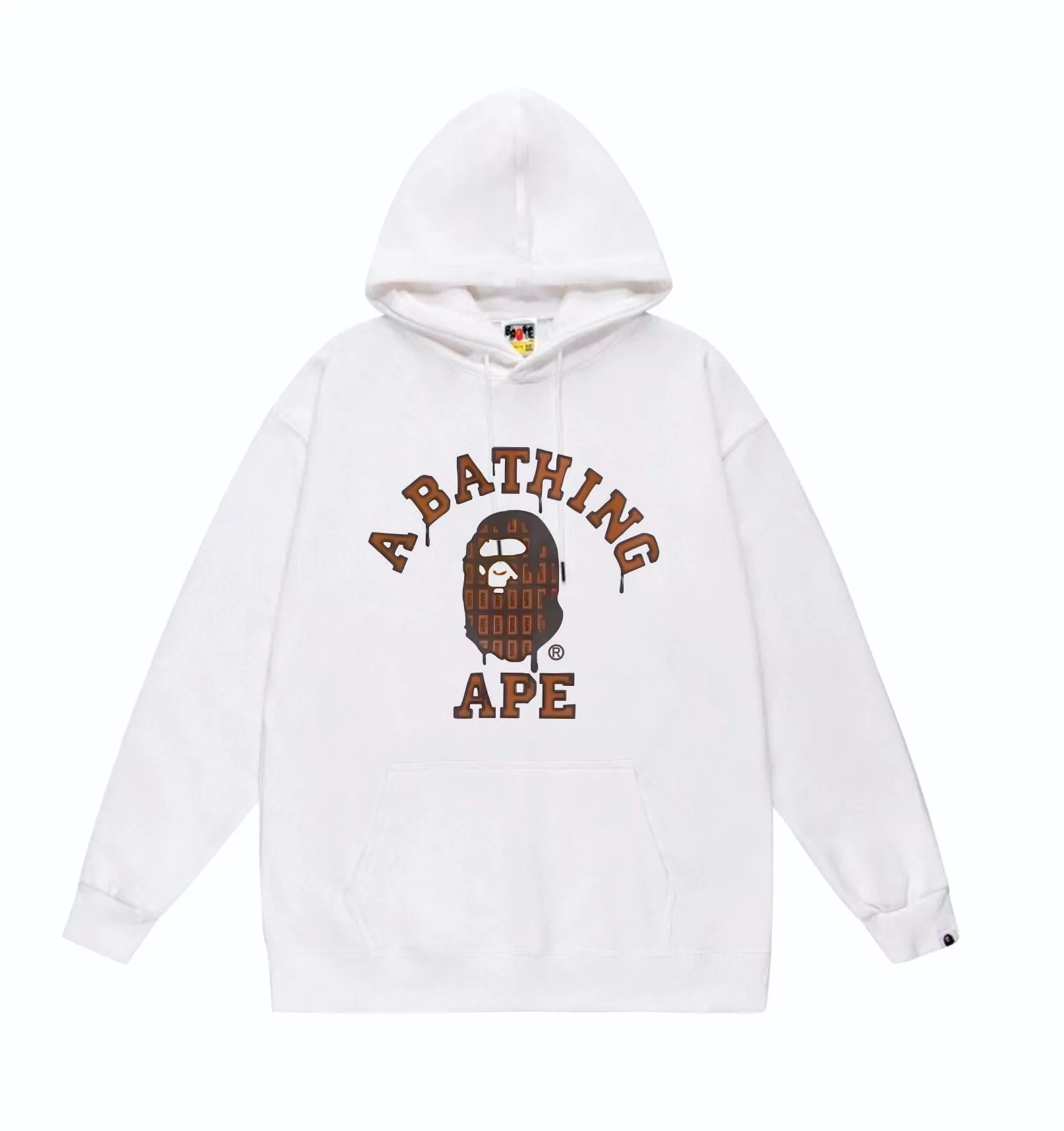 P160 model number SC867# terry 80 plus velvet 90 (top version) BAPE chocolate ape head pattern printed hooded sweatshirt. Made of 380g large terry (drop shoulder large version) fabric. The texture is soft and non-pilling. Imported environmentally friendly printing glue. The pattern is bright and three-dimensional. Quality 💥Same style for men and women. The upper body is trendy. Color: black white gray Size: S M L XL XXL