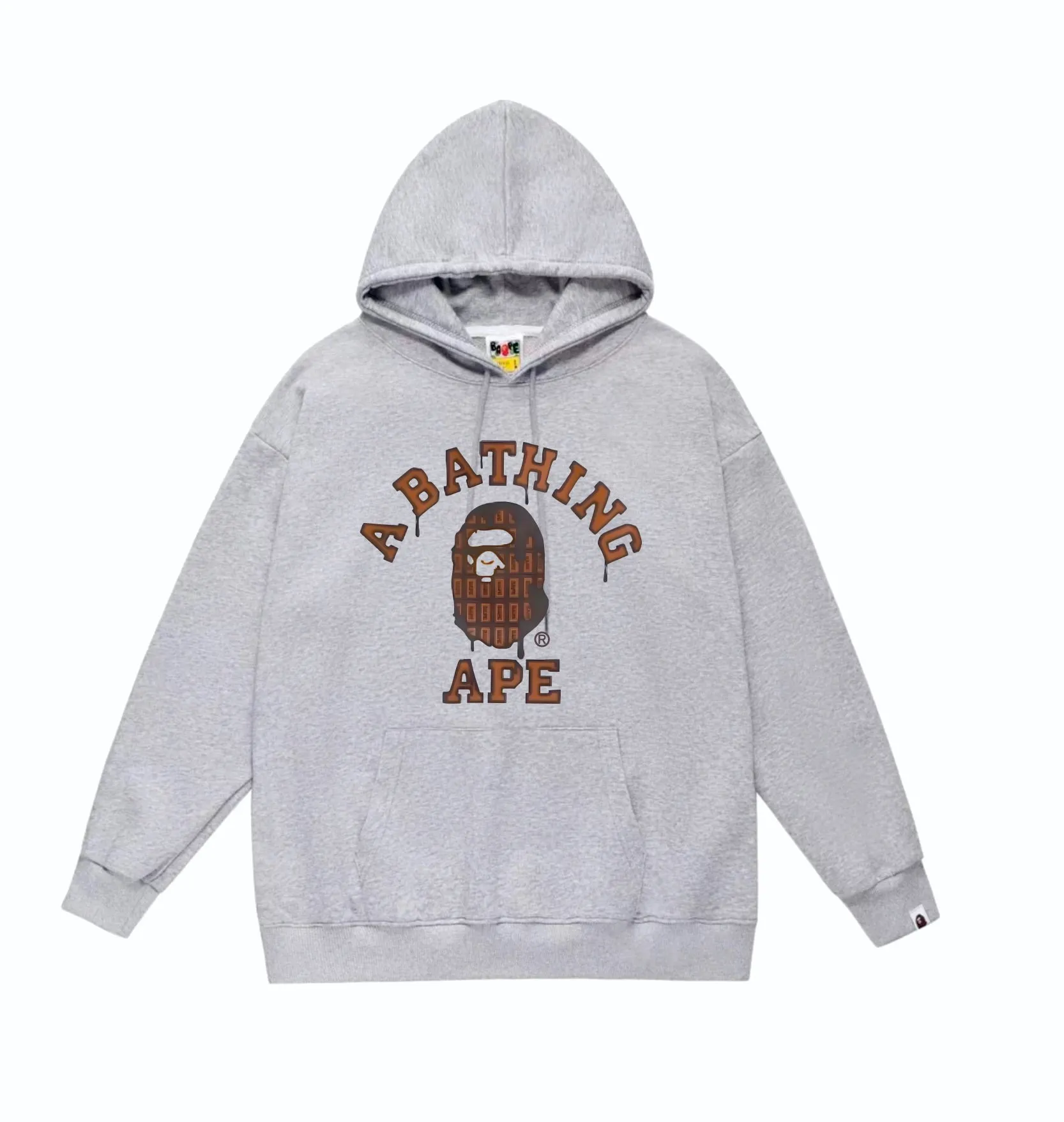 P160 model number SC867# terry 80 plus velvet 90 (top version) BAPE chocolate ape head pattern printed hooded sweatshirt. Made of 380g large terry (drop shoulder large version) fabric. The texture is soft and non-pilling. Imported environmentally friendly printing glue. The pattern is bright and three-dimensional. Quality 💥Same style for men and women. The upper body is trendy. Color: black white gray Size: S M L XL XXL