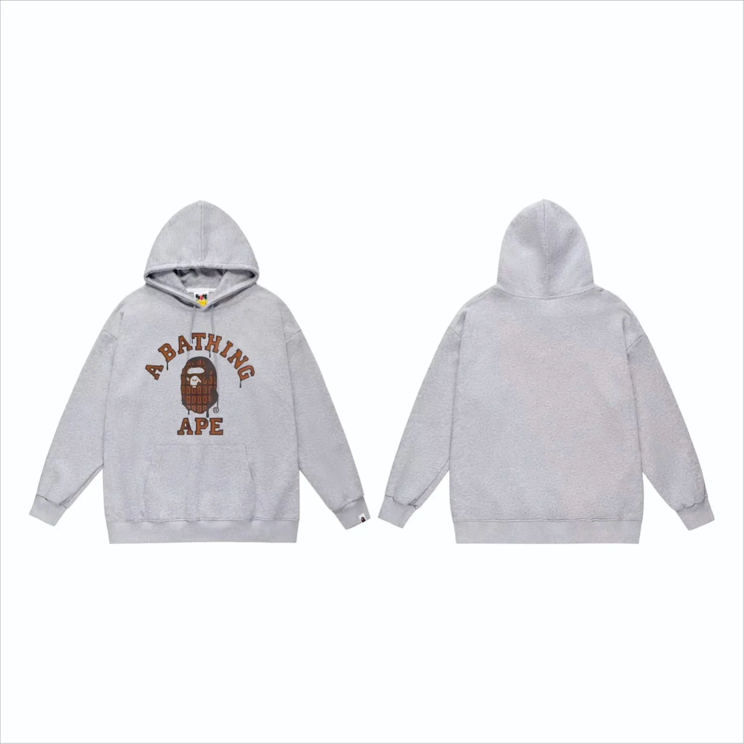 P160 model number SC867# terry 80 plus velvet 90 (top version) BAPE chocolate ape head pattern printed hooded sweatshirt. Made of 380g large terry (drop shoulder large version) fabric. The texture is soft and non-pilling. Imported environmentally friendly printing glue. The pattern is bright and three-dimensional. Quality 💥Same style for men and women. The upper body is trendy. Color: black white gray Size: S M L XL XXL