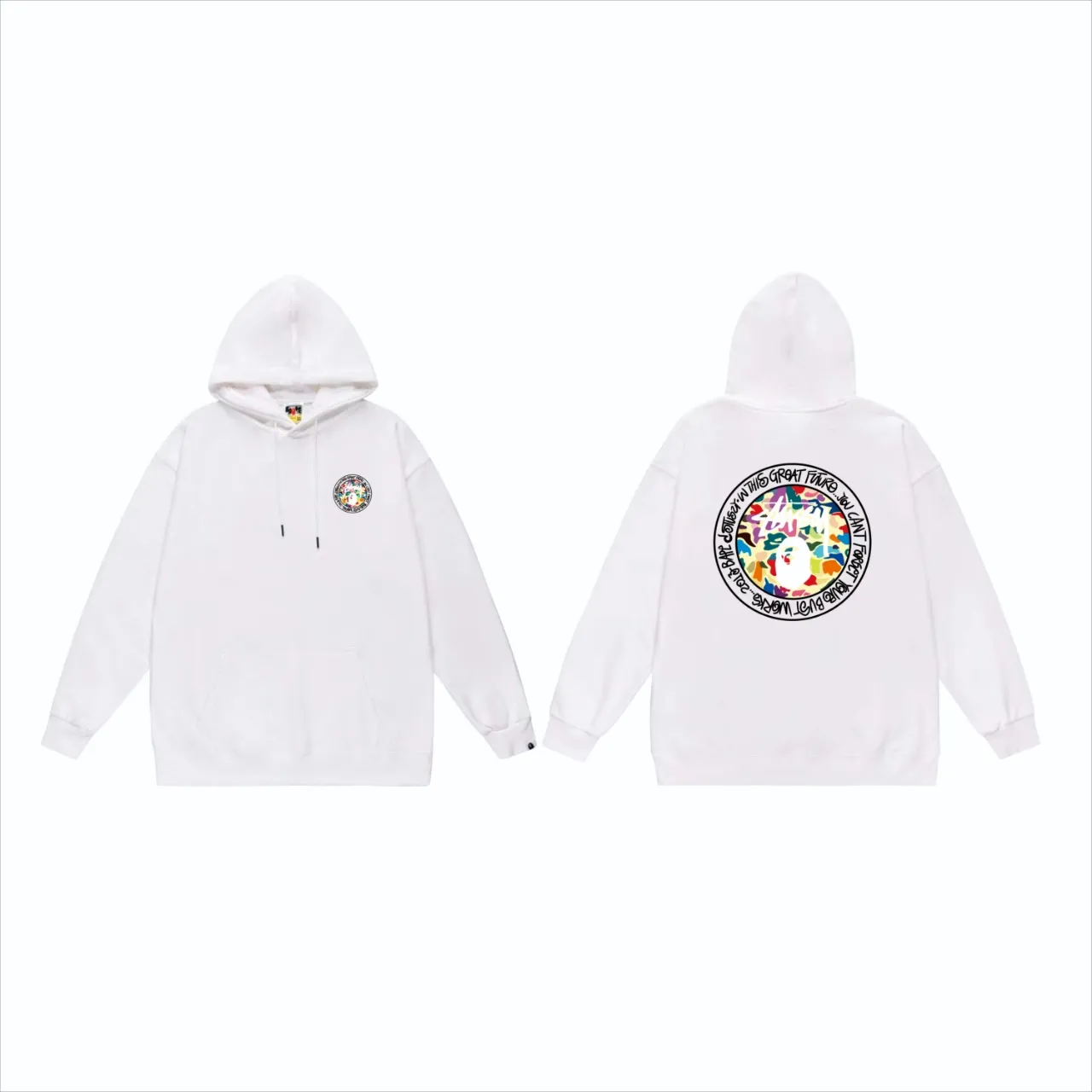 P160 model number SC817# terry 80 plus velvet 90 (top version) BAPE×STUSSY co-branded Stussy letter printed hooded sweatshirt Made of 380 grams of large terry (drop shoulder large version) fabric, soft texture and no pilling Imported environmentally friendly printing glue The pattern is bright and three-dimensional Quality 💥Same style for men and women The upper body is trendy Color: Black White Gray Size: S M L XL XXL
