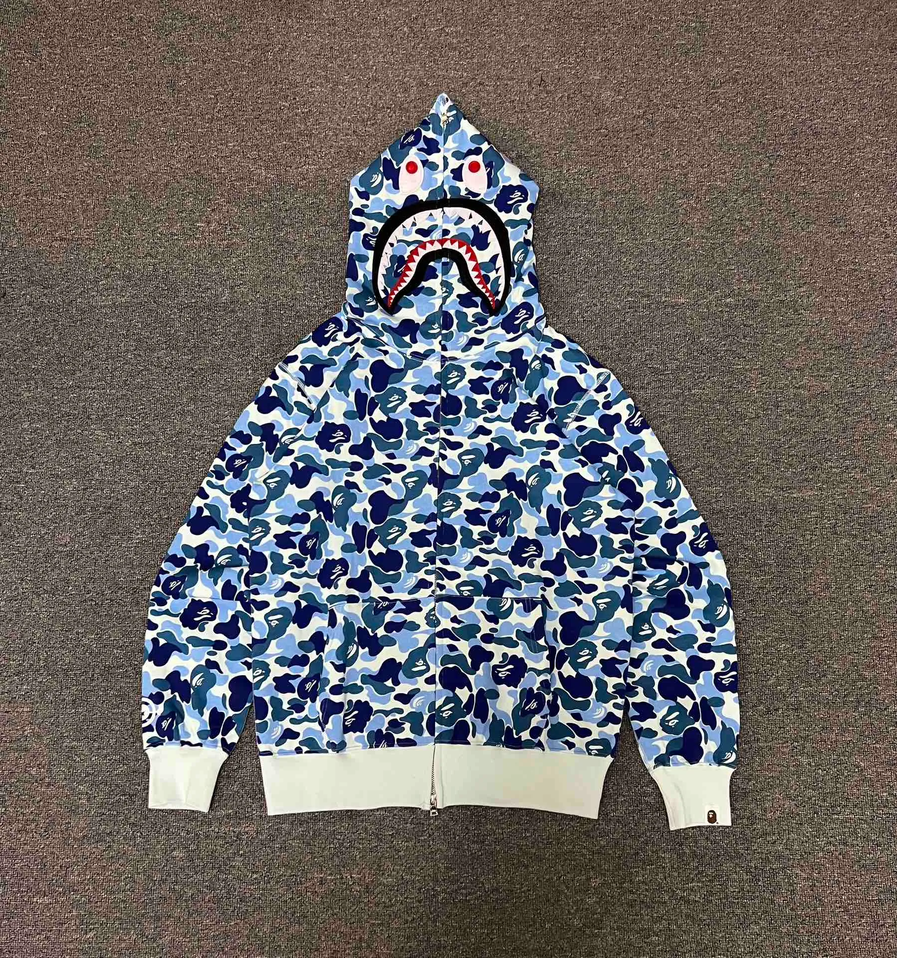 💰380 BAPE abc camo shark 980g pure cotton custom fabric See details for guaranteed goods Couple model: S—XXL [Blue Green Pink]