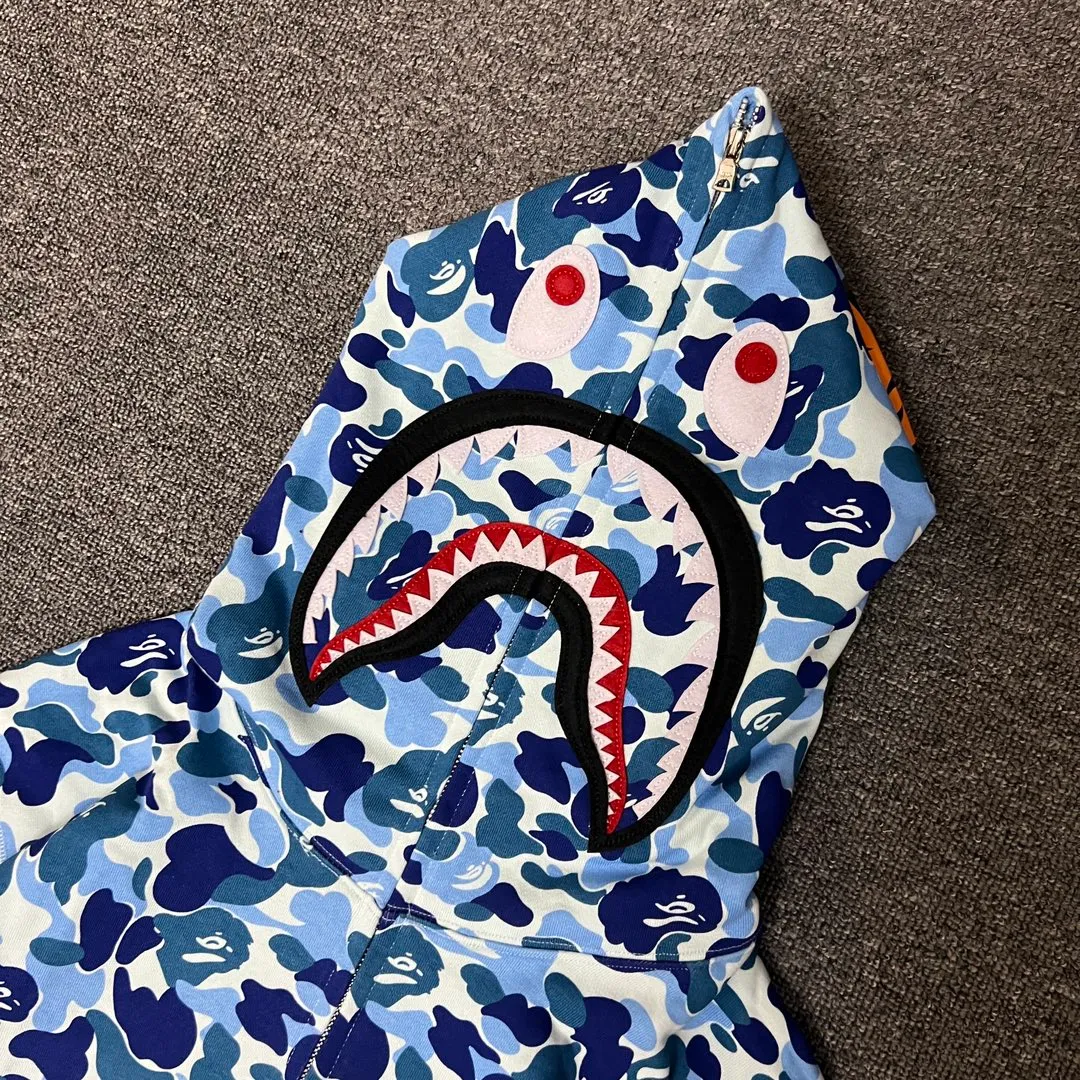 💰380 BAPE abc camo shark 980g pure cotton custom fabric See details for guaranteed goods Couple model: S—XXL [Blue Green Pink]