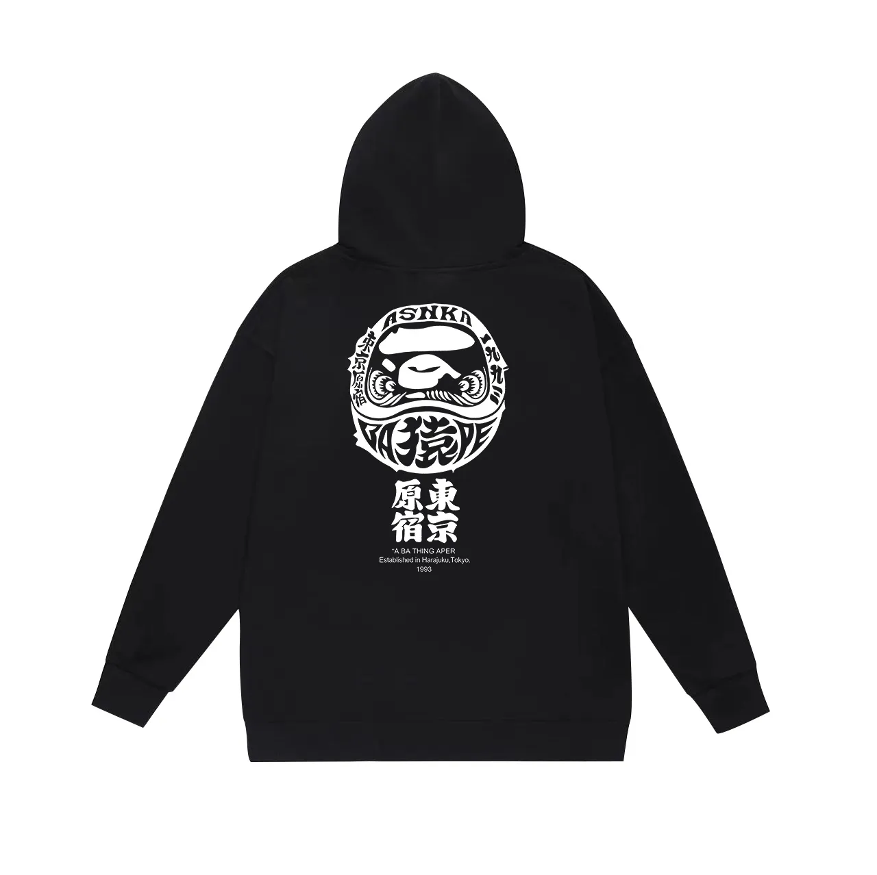 Model No. SC629# Terry p160 plus velvet p180💰 (top version) BAPE Japanese Daruma pattern ape head letter printed hooded sweatshirt Made of 380g large terry 430g silver fox velvet (drop shoulder large version) fabric, soft texture and no pilling Imported environmentally friendly printing glue The pattern is bright and three-dimensional Quality 💥Same style for men and women The upper body is trendy Color: black white gray Size: S M L XL XXL