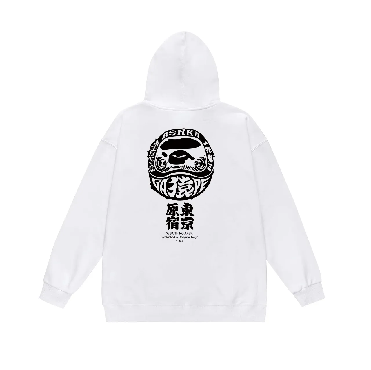 Model No. SC629# Terry p160 plus velvet p180💰 (top version) BAPE Japanese Daruma pattern ape head letter printed hooded sweatshirt Made of 380g large terry 430g silver fox velvet (drop shoulder large version) fabric, soft texture and no pilling Imported environmentally friendly printing glue The pattern is bright and three-dimensional Quality 💥Same style for men and women The upper body is trendy Color: black white gray Size: S M L XL XXL