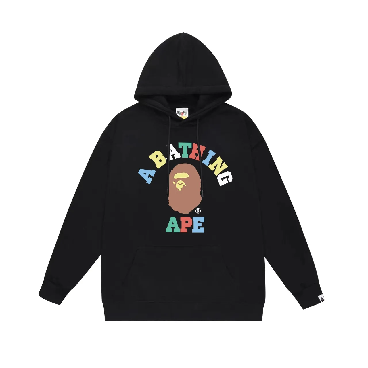 P190 model number SC613# terry 85 plus velvet 95 (top version) BAPE ape head colorful letter printed hooded sweatshirt. Made of 380g large terry 430g silver fox velvet (drop shoulder large version) fabric. The texture is soft and non-pilling. Imported environmentally friendly printing glue. The pattern is bright and three-dimensional. Quality💥Same style for men and women. The upper body is trendy. Color: black white gray Size: S M L XL XXL