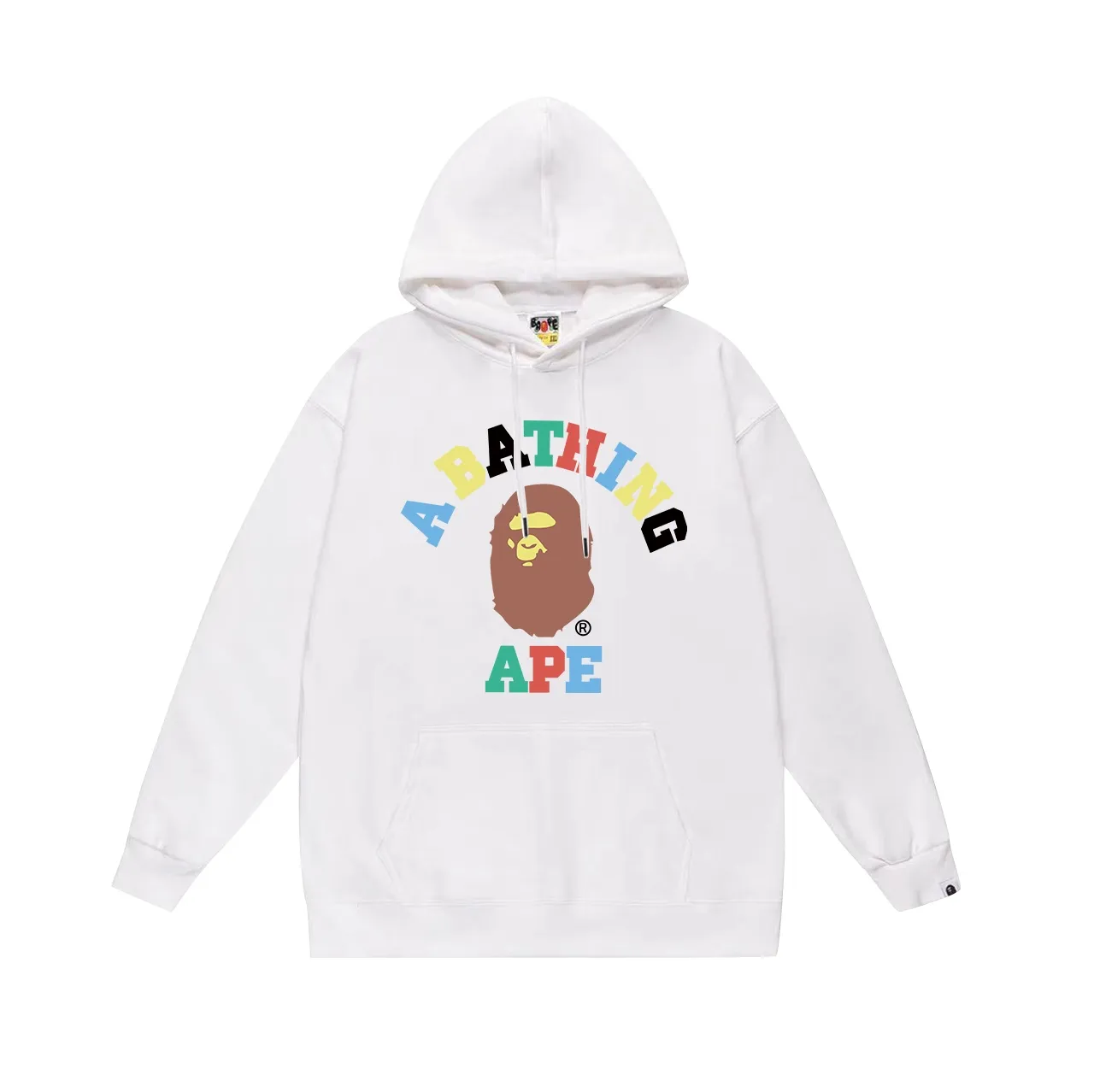 P190 model number SC613# terry 85 plus velvet 95 (top version) BAPE ape head colorful letter printed hooded sweatshirt. Made of 380g large terry 430g silver fox velvet (drop shoulder large version) fabric. The texture is soft and non-pilling. Imported environmentally friendly printing glue. The pattern is bright and three-dimensional. Quality💥Same style for men and women. The upper body is trendy. Color: black white gray Size: S M L XL XXL
