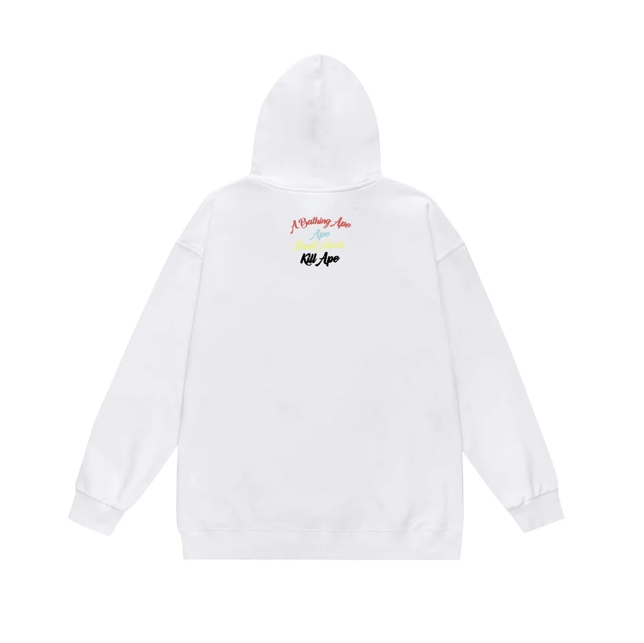 P190 model number SC613# terry 85 plus velvet 95 (top version) BAPE ape head colorful letter printed hooded sweatshirt. Made of 380g large terry 430g silver fox velvet (drop shoulder large version) fabric. The texture is soft and non-pilling. Imported environmentally friendly printing glue. The pattern is bright and three-dimensional. Quality💥Same style for men and women. The upper body is trendy. Color: black white gray Size: S M L XL XXL