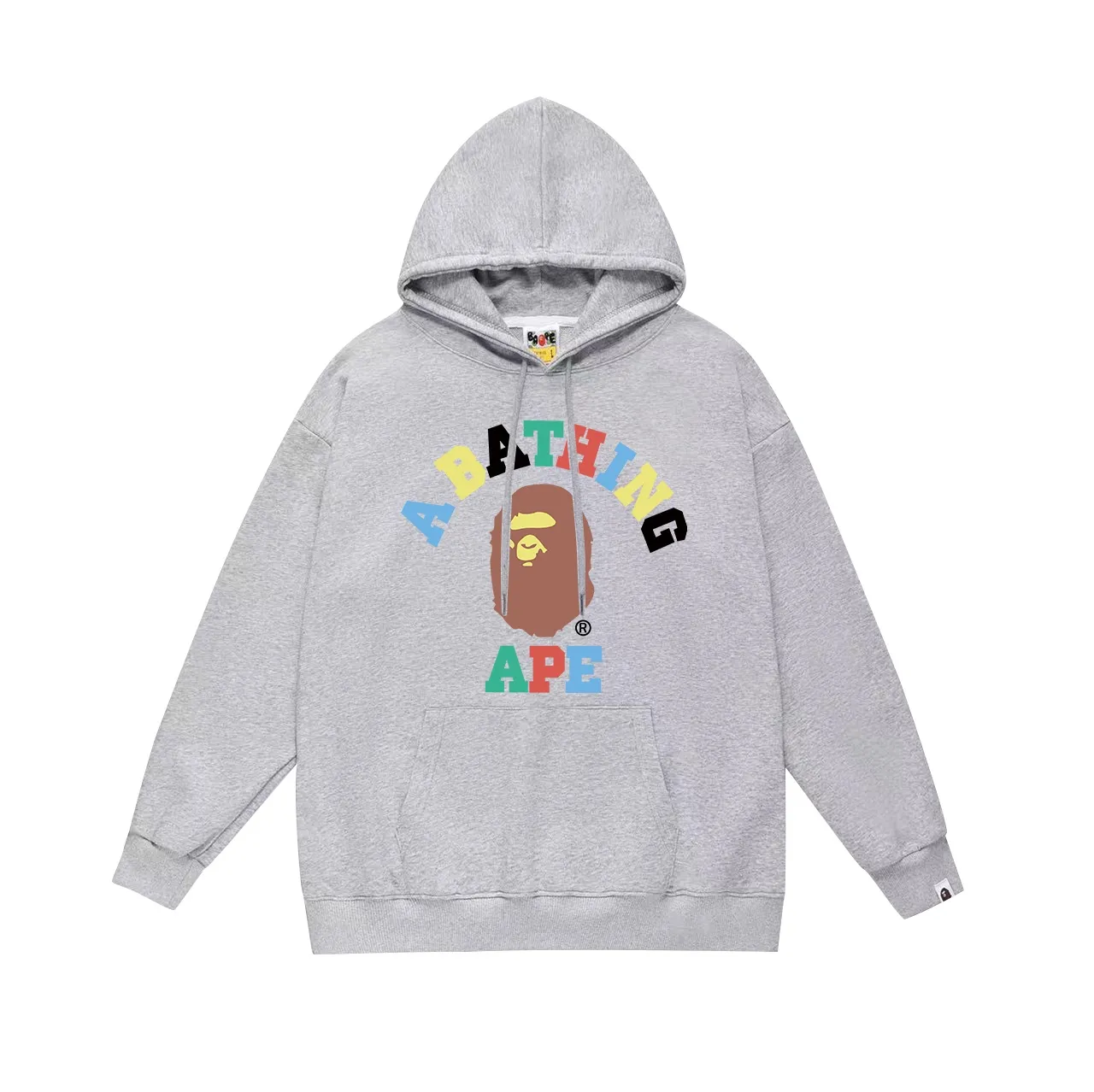 P190 model number SC613# terry 85 plus velvet 95 (top version) BAPE ape head colorful letter printed hooded sweatshirt. Made of 380g large terry 430g silver fox velvet (drop shoulder large version) fabric. The texture is soft and non-pilling. Imported environmentally friendly printing glue. The pattern is bright and three-dimensional. Quality💥Same style for men and women. The upper body is trendy. Color: black white gray Size: S M L XL XXL
