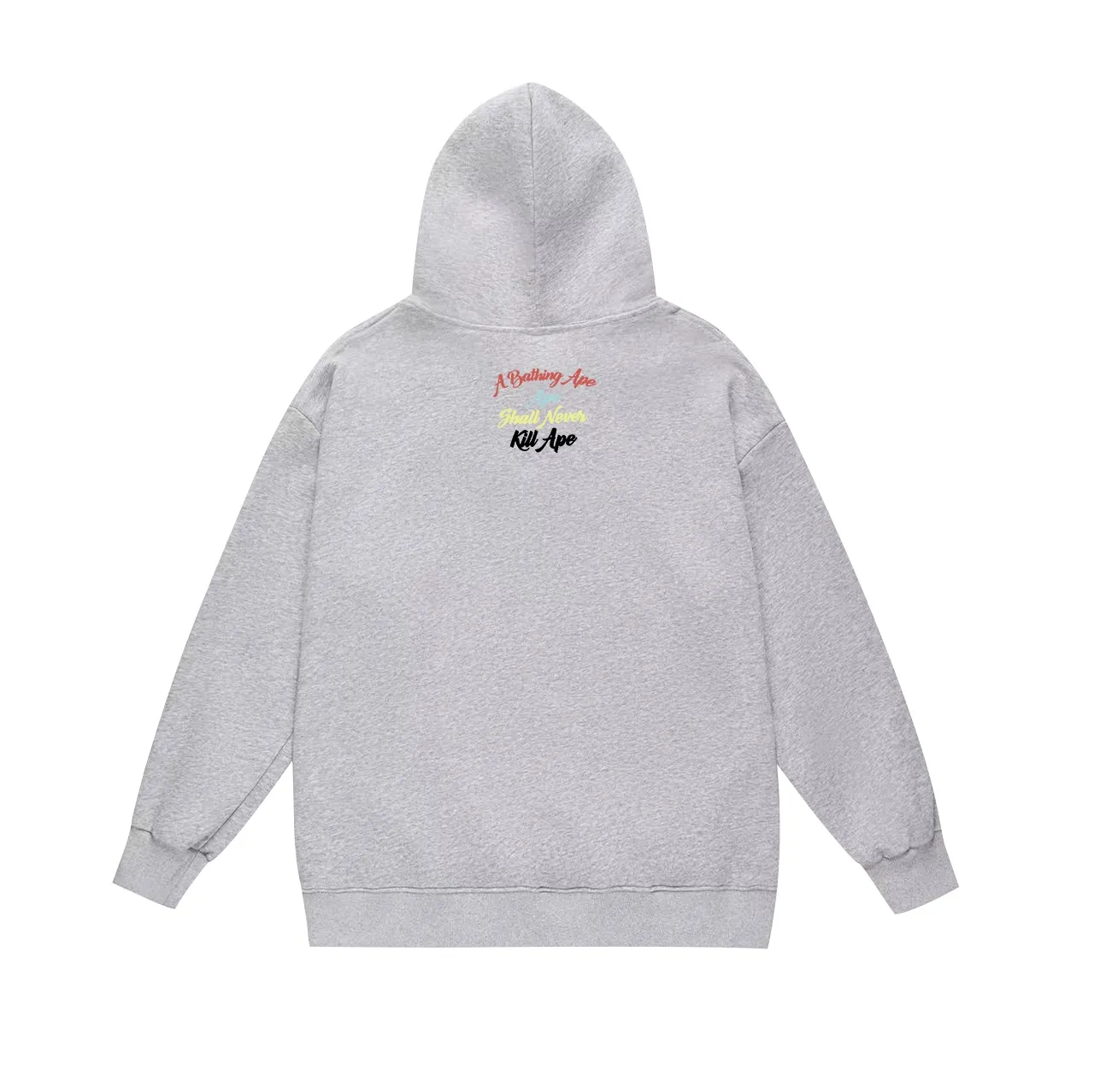 P190 model number SC613# terry 85 plus velvet 95 (top version) BAPE ape head colorful letter printed hooded sweatshirt. Made of 380g large terry 430g silver fox velvet (drop shoulder large version) fabric. The texture is soft and non-pilling. Imported environmentally friendly printing glue. The pattern is bright and three-dimensional. Quality💥Same style for men and women. The upper body is trendy. Color: black white gray Size: S M L XL XXL