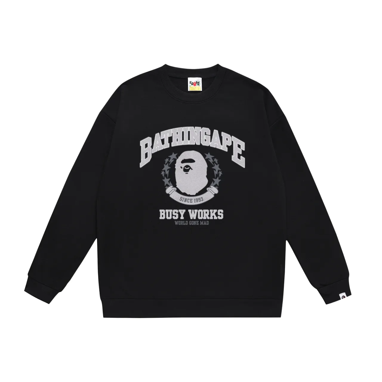 P150 model number SC469# terry 75 plus velvet 80 (top version) BAPE BATHING APE RELAXED camouflage ape print round neck sweatshirt Made of 350 grams of large terry (drop shoulder large version) fabric, soft texture and no pilling Imported environmentally friendly printing glue The pattern is bright and three-dimensional Quality 💥Same style for men and women The upper body is trendy Color: black white gray Size: S M L XL XXL