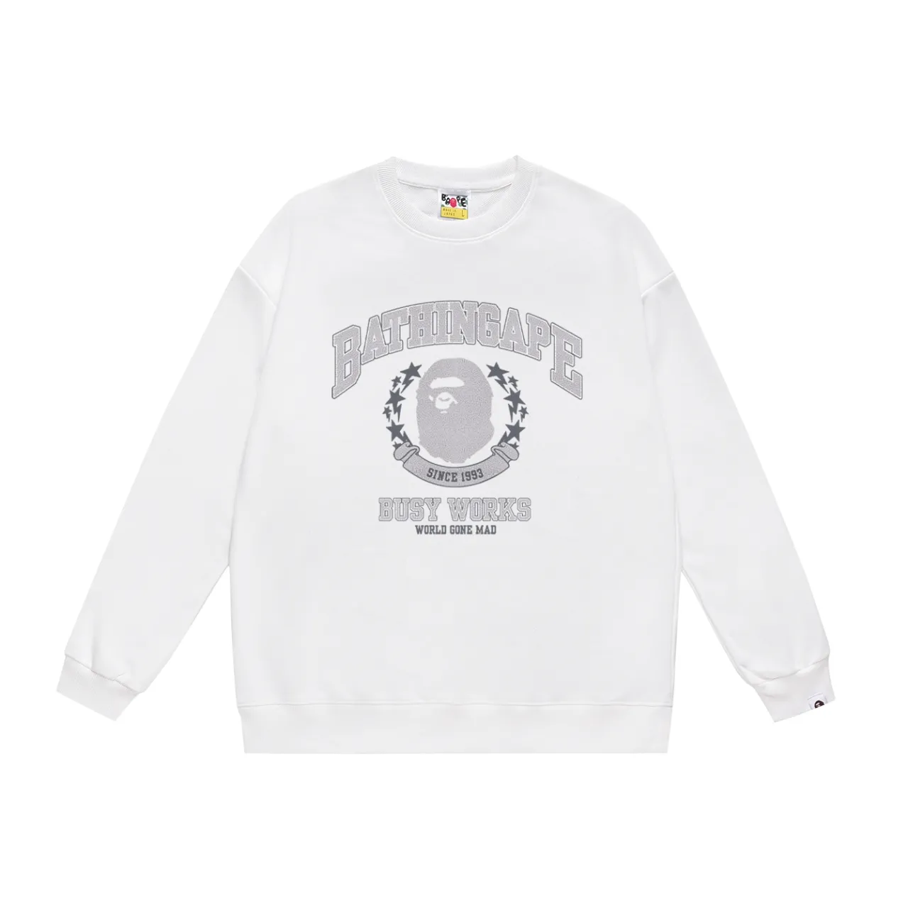 P150 model number SC469# terry 75 plus velvet 80 (top version) BAPE BATHING APE RELAXED camouflage ape print round neck sweatshirt Made of 350 grams of large terry (drop shoulder large version) fabric, soft texture and no pilling Imported environmentally friendly printing glue The pattern is bright and three-dimensional Quality 💥Same style for men and women The upper body is trendy Color: black white gray Size: S M L XL XXL