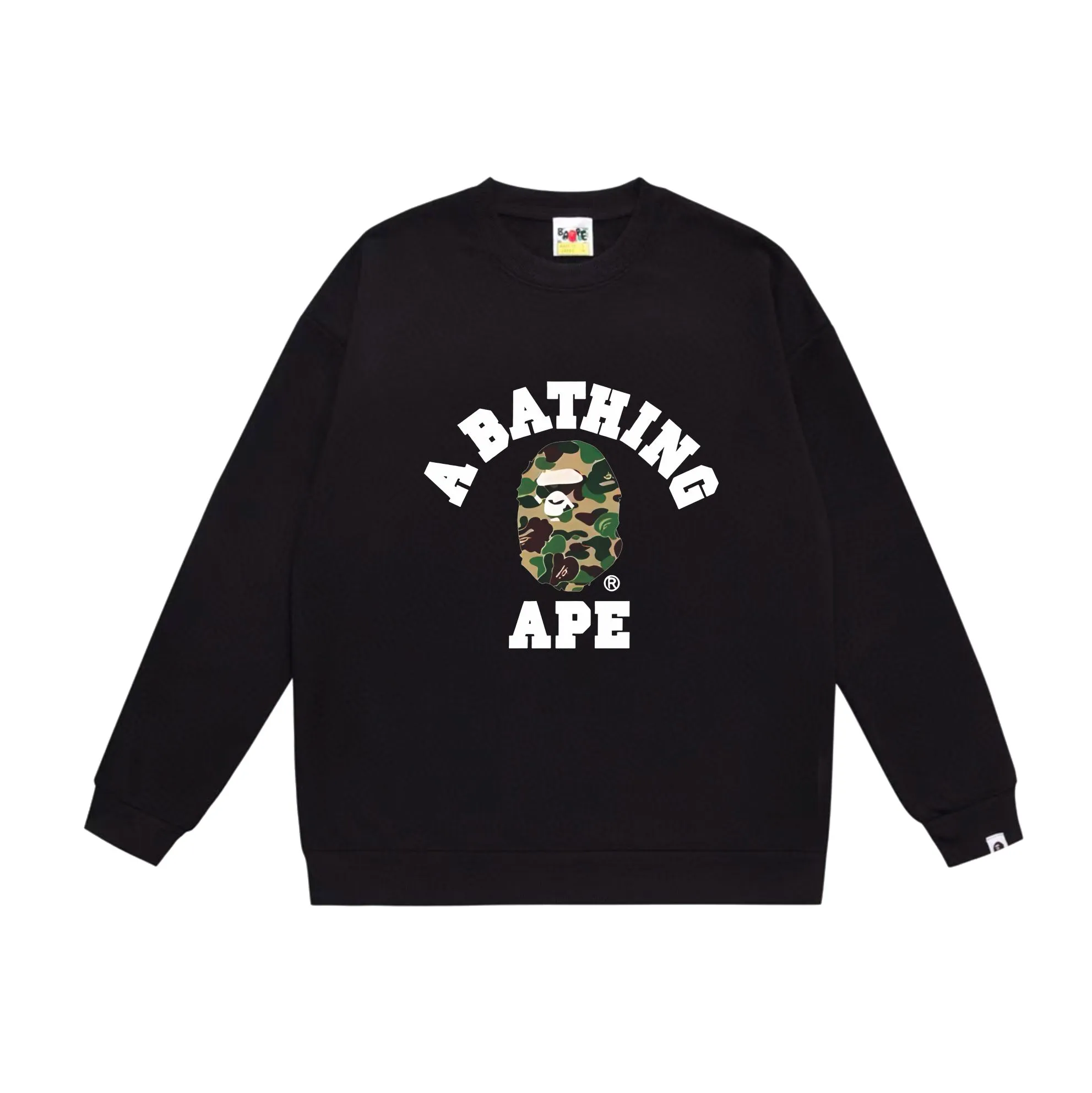 P170 model number SC566# terry 80 plus velvet 85 (top version) BAPE ape head classic letter camouflage printed round neck sweatshirt. Made of 350 grams of large terry (drop shoulder large version) fabric, soft texture and no pilling. Imported environmentally friendly printing glue, bright and three-dimensional pattern, quality 💥Same style for men and women. The upper body is trendy. Colors: black and blue, white and blue, gray and blue, black and pink, white and gray, black and green, white and green, gray and green. Size: S M L XL XXL