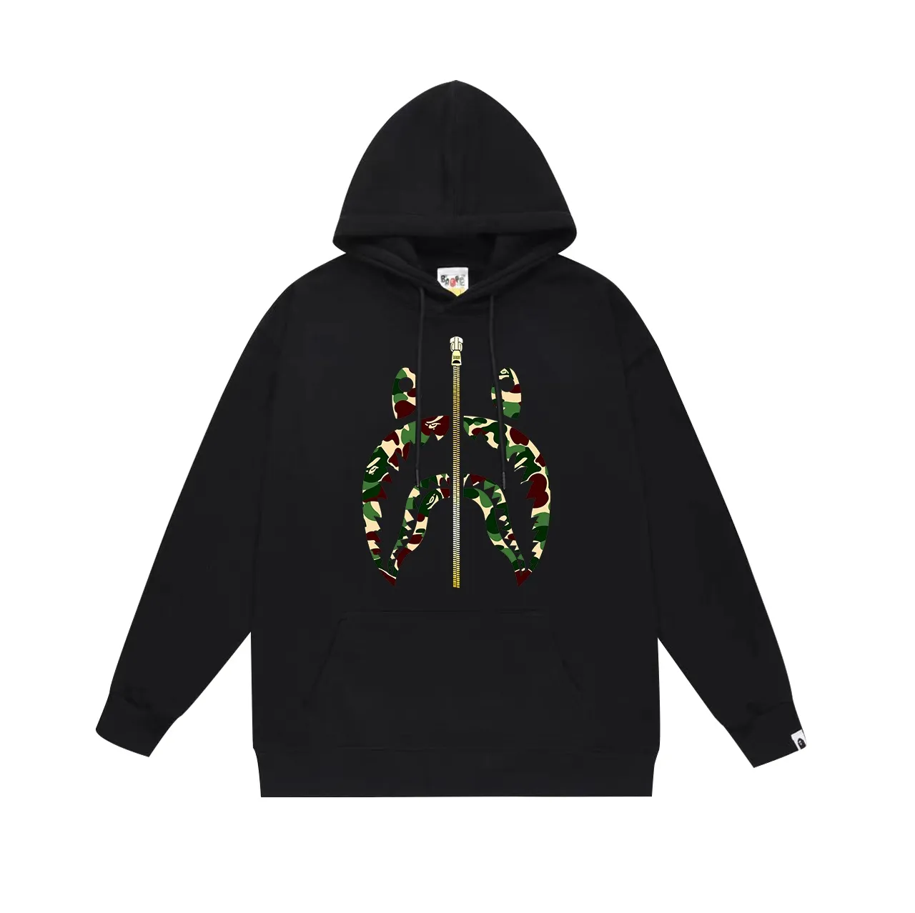 Model number SC689#terry p160 plus velvet p180💰 (top version) BAPE camouflage shark zipper printed hooded sweatshirt Made of 380g large terry 430g silver fox velvet (drop shoulder large version) fabric, soft and non-pilling, imported environmentally friendly printing glue, bright and three-dimensional pattern, quality 💥Same style for men and women, the upper body is trendy. Color: black and red, white and red, gray and red, black and green, white and green, gray and green. Black and blue, white and blue, gray and blue Size: S M L XL XXL