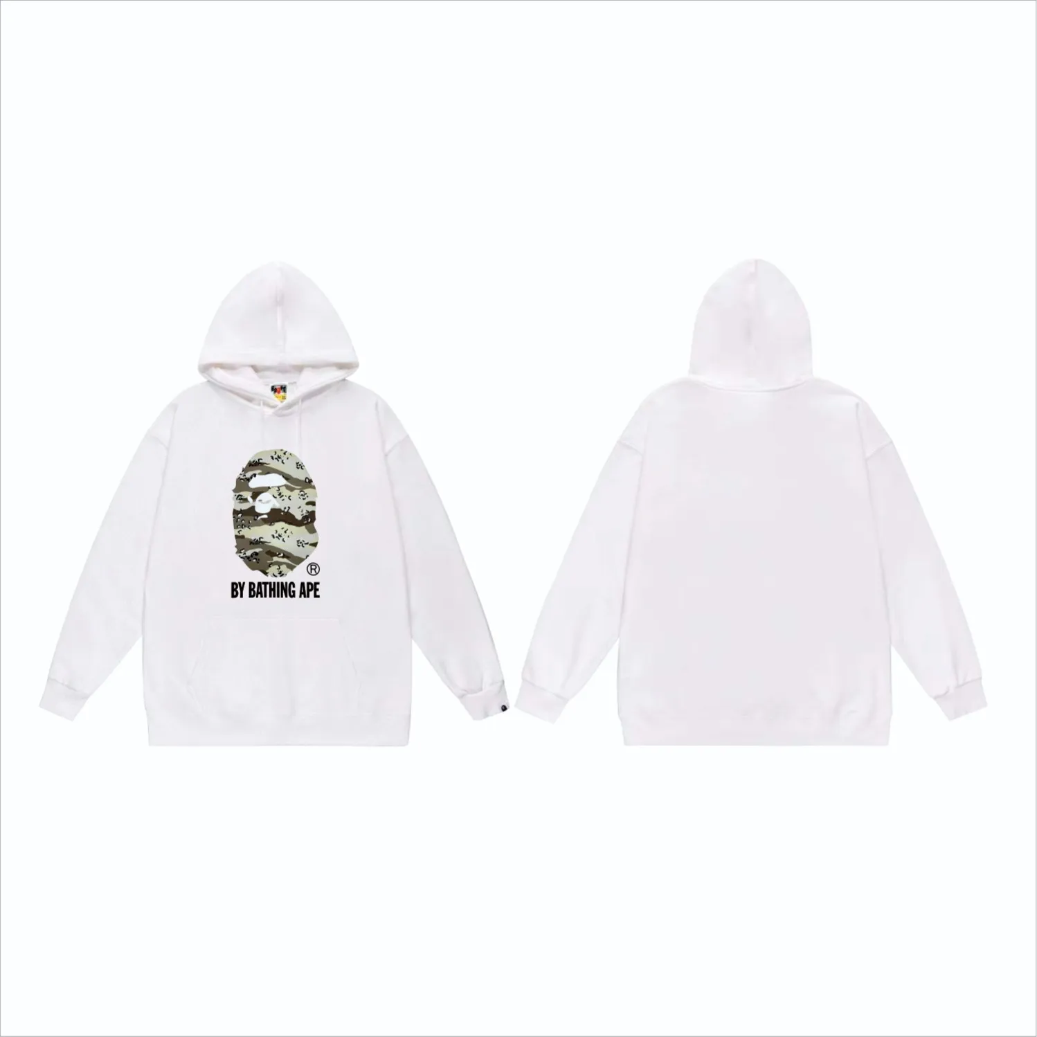P160 model number SC842# terry 80 plus velvet 90 (top version) BAPE desert ape head letter print hooded sweatshirt Made of 380g large terry (drop shoulder large version) fabric, soft and non-pilling texture, imported environmentally friendly printing glue, bright and three-dimensional pattern, quality 💥Same style for men and women. The upper body is trendy. Color: black and yellow, white and yellow, gray and yellow, black and gray, white and gray, gray and gray. Size: S M L XL XXL