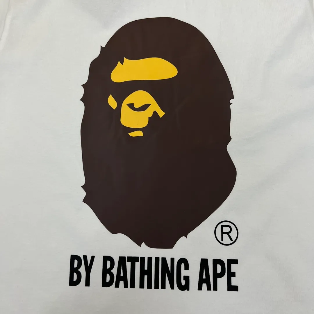 💰140 BAPE ape-man’s big head classic reappearance 280g weight linen cotton fabric ZP version Couple style: S-XXL [black white]