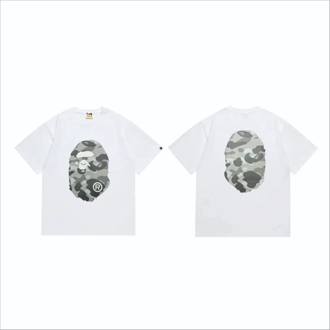 SC252#p110💰 (Top version) BAPE honeycomb camouflage letters great ape head double-sided printed T-shirt. Made of 260 grams of high-quality high-weave pure cotton fabric. Double yarn combed, soft texture and no pilling. Imported environmentally friendly printing glue. The pattern is bright and three-dimensional. The quality is the same for men and women. The upper body is trendy. Color: black and blue, white and blue, black and gray, white and gray. Size: S M L XL XXL