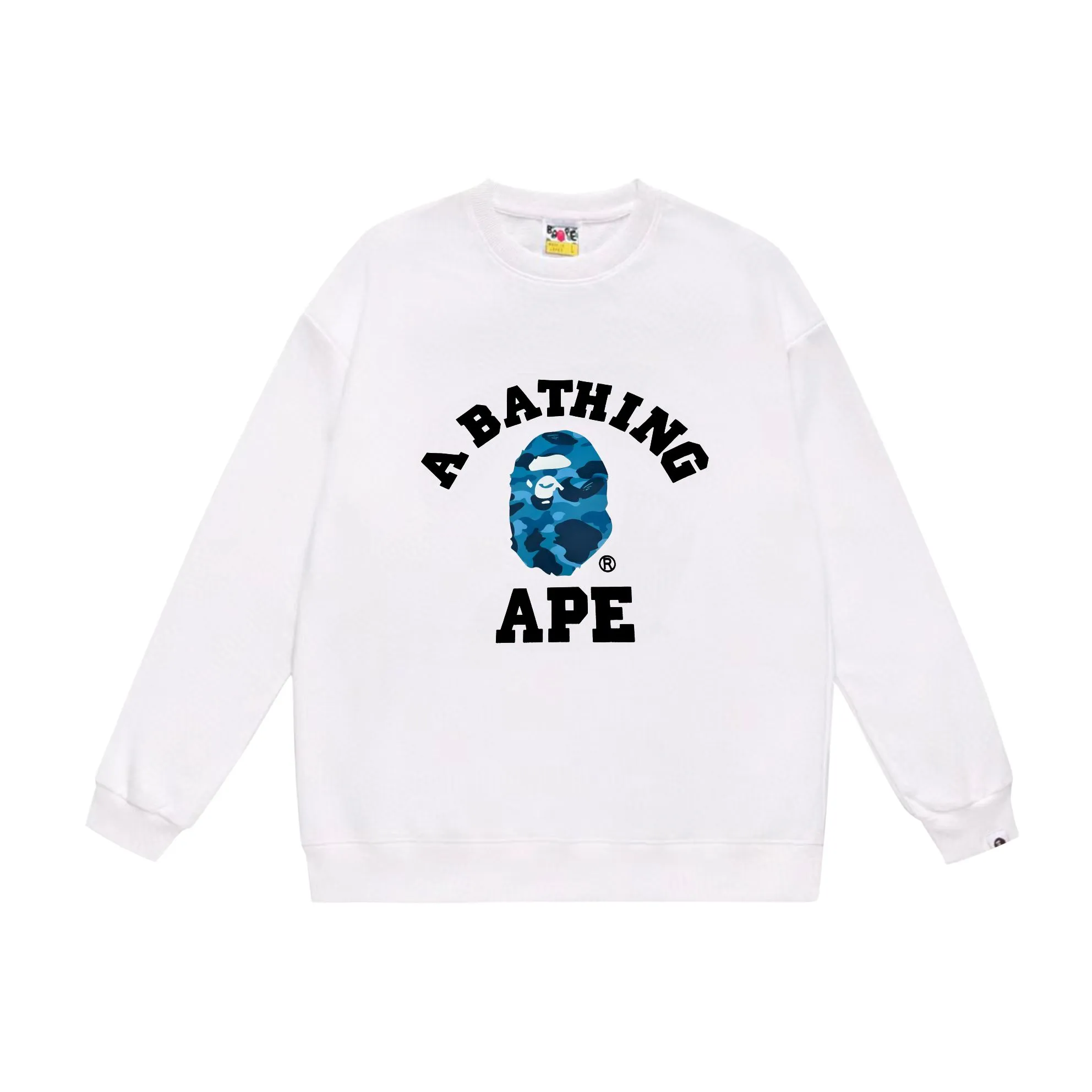 P170 model number SC551# terry 80 plus velvet 85 (top version) BAPE honeycomb camouflage letters little ape head print pattern round neck sweatshirt Made of 350g large terry (drop shoulder large version) fabric, soft texture and no pilling Imported environmentally friendly printing glue, bright and three-dimensional pattern, quality 💥Same style for men and women, the upper body is fashionable Color: black gray white gray gray gray black blue white blue gray blue Size: S M L XL XXL