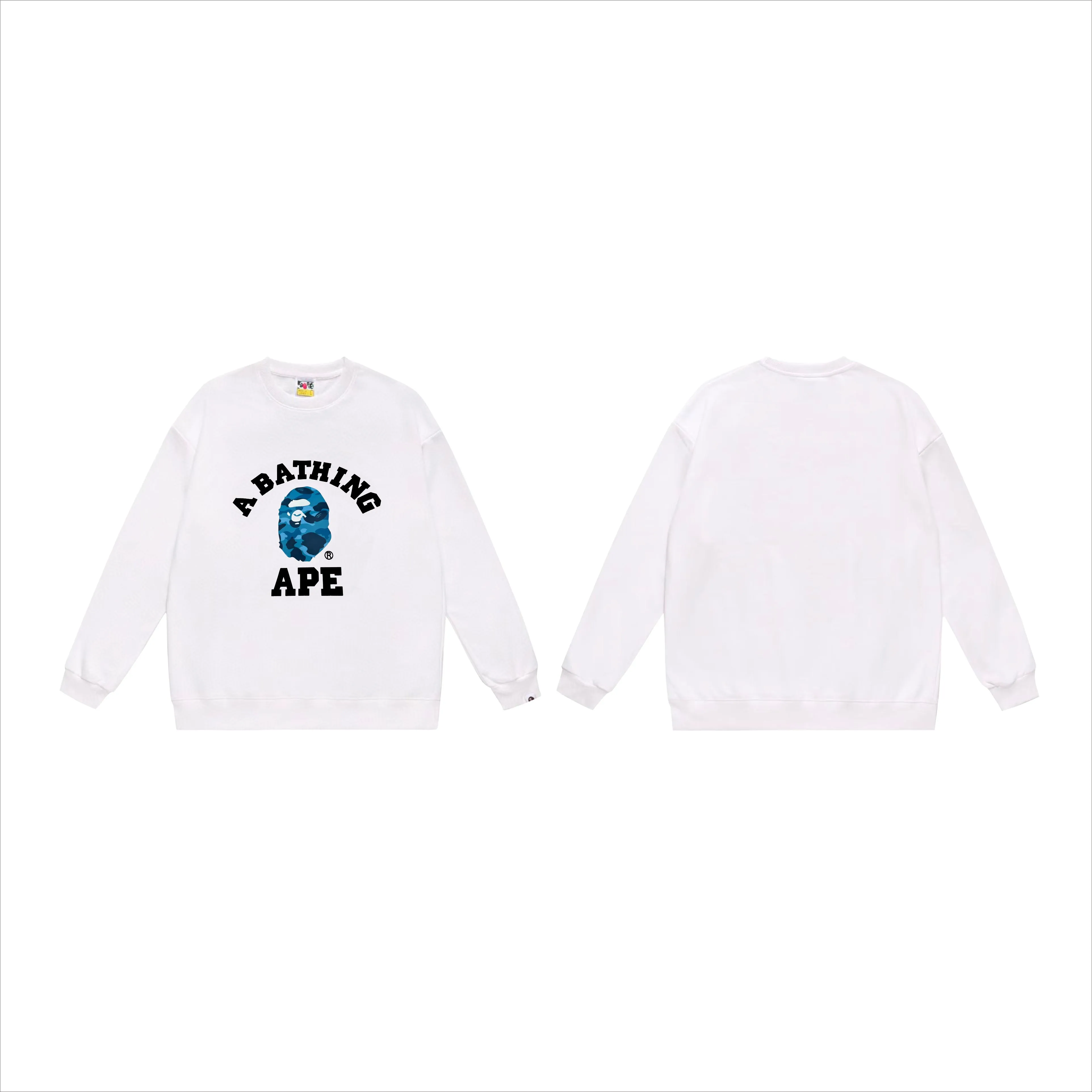 P170 model number SC551# terry 80 plus velvet 85 (top version) BAPE honeycomb camouflage letters little ape head print pattern round neck sweatshirt Made of 350g large terry (drop shoulder large version) fabric, soft texture and no pilling Imported environmentally friendly printing glue, bright and three-dimensional pattern, quality 💥Same style for men and women, the upper body is fashionable Color: black gray white gray gray gray black blue white blue gray blue Size: S M L XL XXL