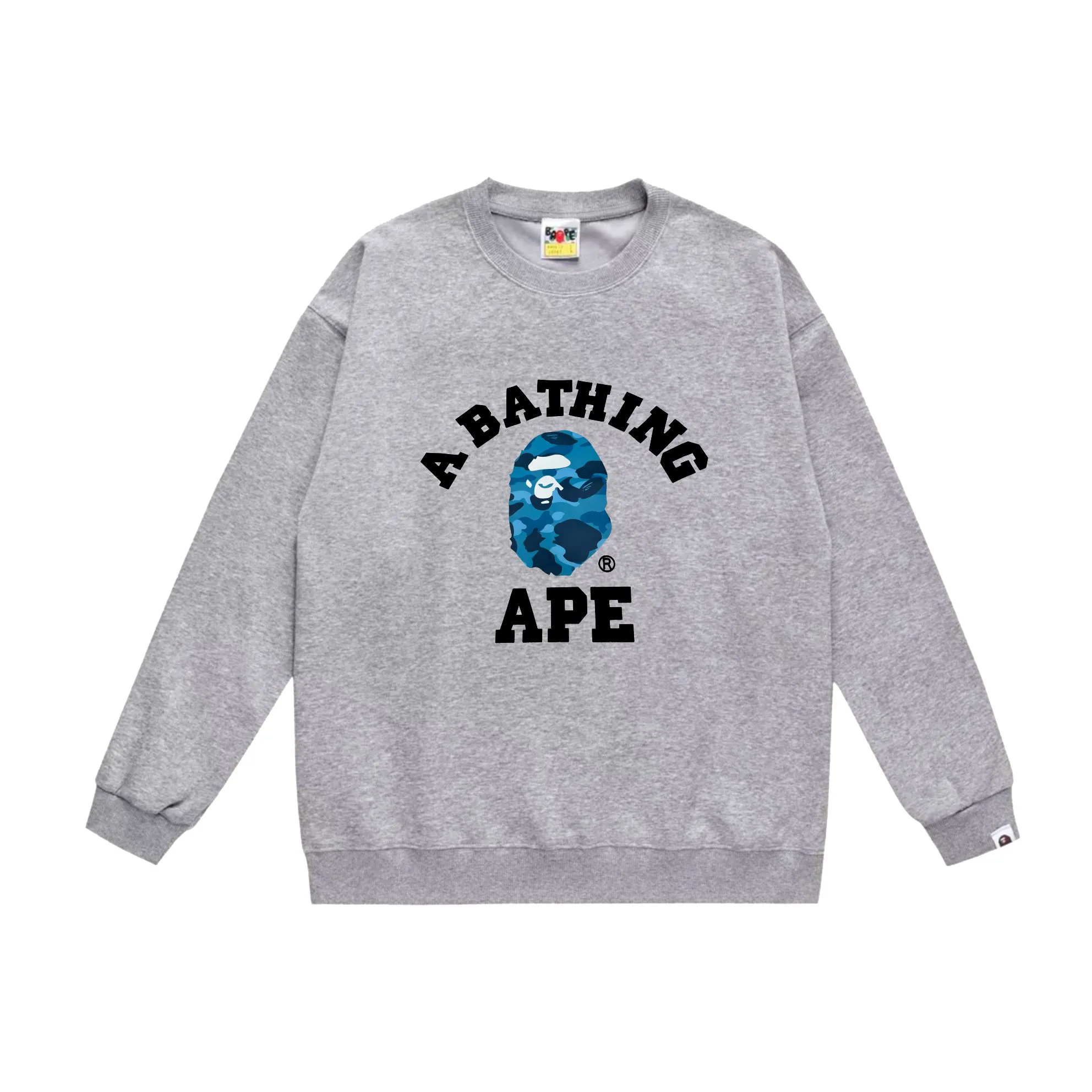 P170 model number SC551# terry 80 plus velvet 85 (top version) BAPE honeycomb camouflage letters little ape head print pattern round neck sweatshirt Made of 350g large terry (drop shoulder large version) fabric, soft texture and no pilling Imported environmentally friendly printing glue, bright and three-dimensional pattern, quality 💥Same style for men and women, the upper body is fashionable Color: black gray white gray gray gray black blue white blue gray blue Size: S M L XL XXL