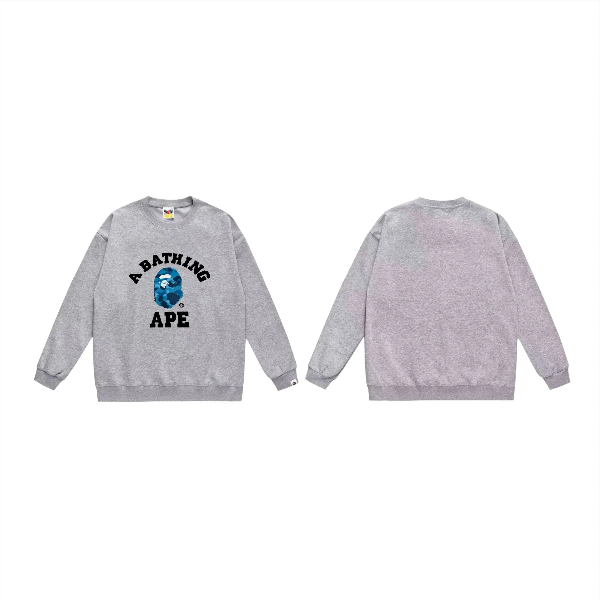 P170 model number SC551# terry 80 plus velvet 85 (top version) BAPE honeycomb camouflage letters little ape head print pattern round neck sweatshirt Made of 350g large terry (drop shoulder large version) fabric, soft texture and no pilling Imported environmentally friendly printing glue, bright and three-dimensional pattern, quality 💥Same style for men and women, the upper body is fashionable Color: black gray white gray gray gray black blue white blue gray blue Size: S M L XL XXL