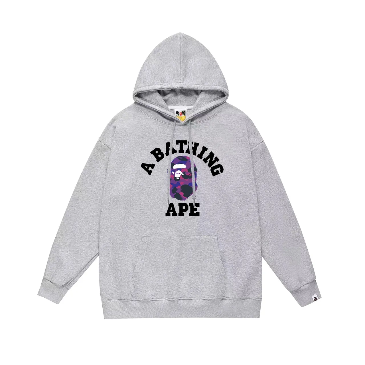 P160 model number SC762# terry 80 plus velvet 90 (top version) BAPE classic monogram ape head print hooded sweatshirt. Made of 380g large terry (drop shoulder large version) fabric. The texture is soft and non-pilling. Imported environmentally friendly printing glue. The pattern is bright and three-dimensional. Quality 💥Same style for men and women. The upper body is trendy. Color: black white gray Size: S M L XL XXL