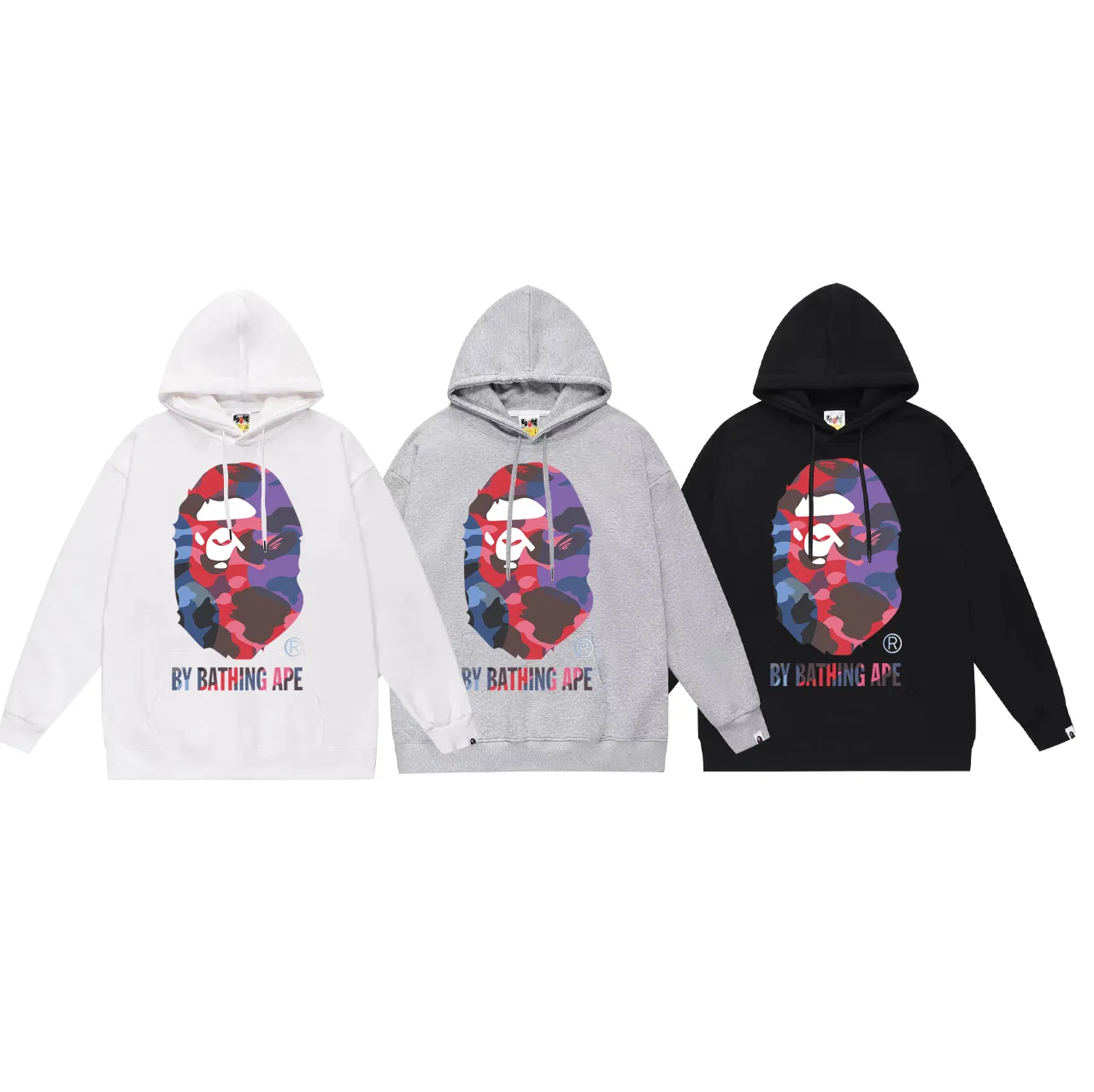 Model No. SC760# Terry p160 plus velvet 180💰 (top version) BAPE classic ape head letter pattern hooded sweatshirt. Made of 380 grams of large terry (drop shoulder large version) fabric. The texture is soft and non-pilling. Imported environmentally friendly printing glue. The pattern is bright and three-dimensional. Quality💥Same style for men and women. The upper body is trendy. Color: black white gray Size: S M L XL XXL