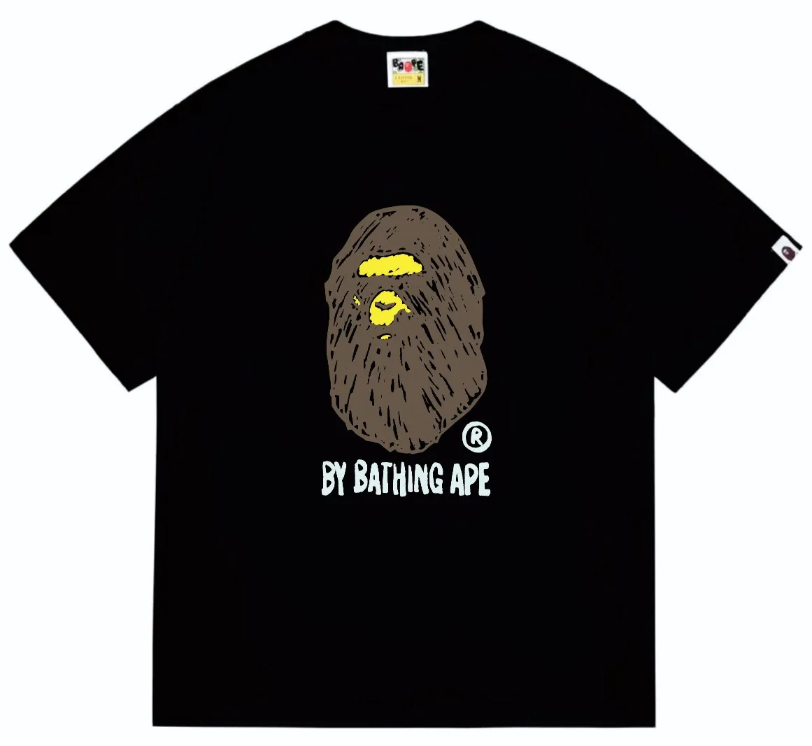 SC241#p110💰 (top version) BAPE FANS SCARF DRAW hand-painted graffiti ape head printed short-sleeved T-shirt. Made of 260 grams of high-quality high-weave pure cotton fabric. Double yarn combed. The texture is soft and non-pilling. Imported environmentally friendly printing glue. The pattern is bright and three-dimensional. Quality💥Same style for men and women. The upper body is trendy. Color: Black White Size: S M L XL XXL