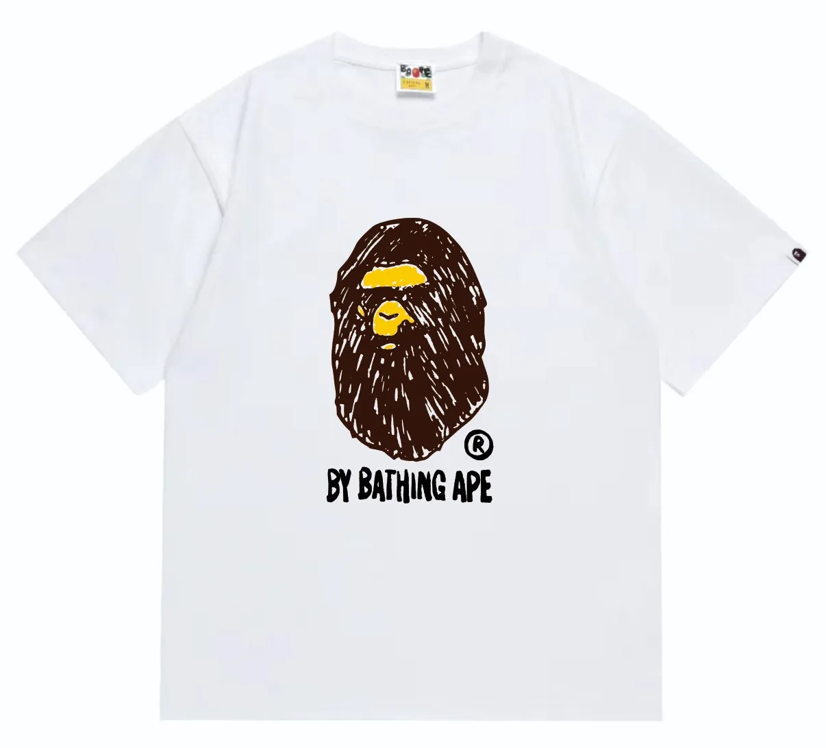 SC241#p110💰 (top version) BAPE FANS SCARF DRAW hand-painted graffiti ape head printed short-sleeved T-shirt. Made of 260 grams of high-quality high-weave pure cotton fabric. Double yarn combed. The texture is soft and non-pilling. Imported environmentally friendly printing glue. The pattern is bright and three-dimensional. Quality💥Same style for men and women. The upper body is trendy. Color: Black White Size: S M L XL XXL
