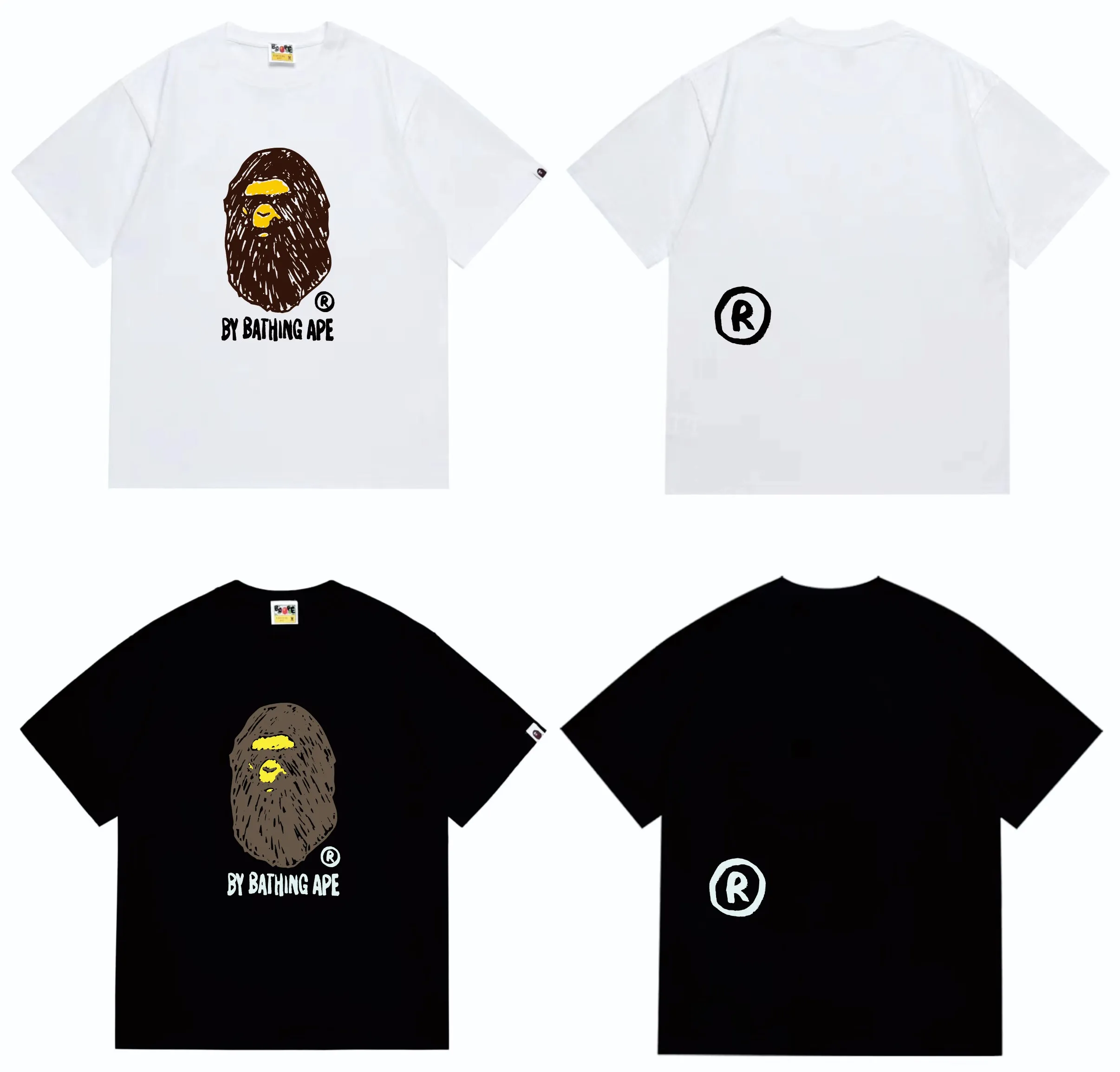 SC241#p110💰 (top version) BAPE FANS SCARF DRAW hand-painted graffiti ape head printed short-sleeved T-shirt. Made of 260 grams of high-quality high-weave pure cotton fabric. Double yarn combed. The texture is soft and non-pilling. Imported environmentally friendly printing glue. The pattern is bright and three-dimensional. Quality💥Same style for men and women. The upper body is trendy. Color: Black White Size: S M L XL XXL