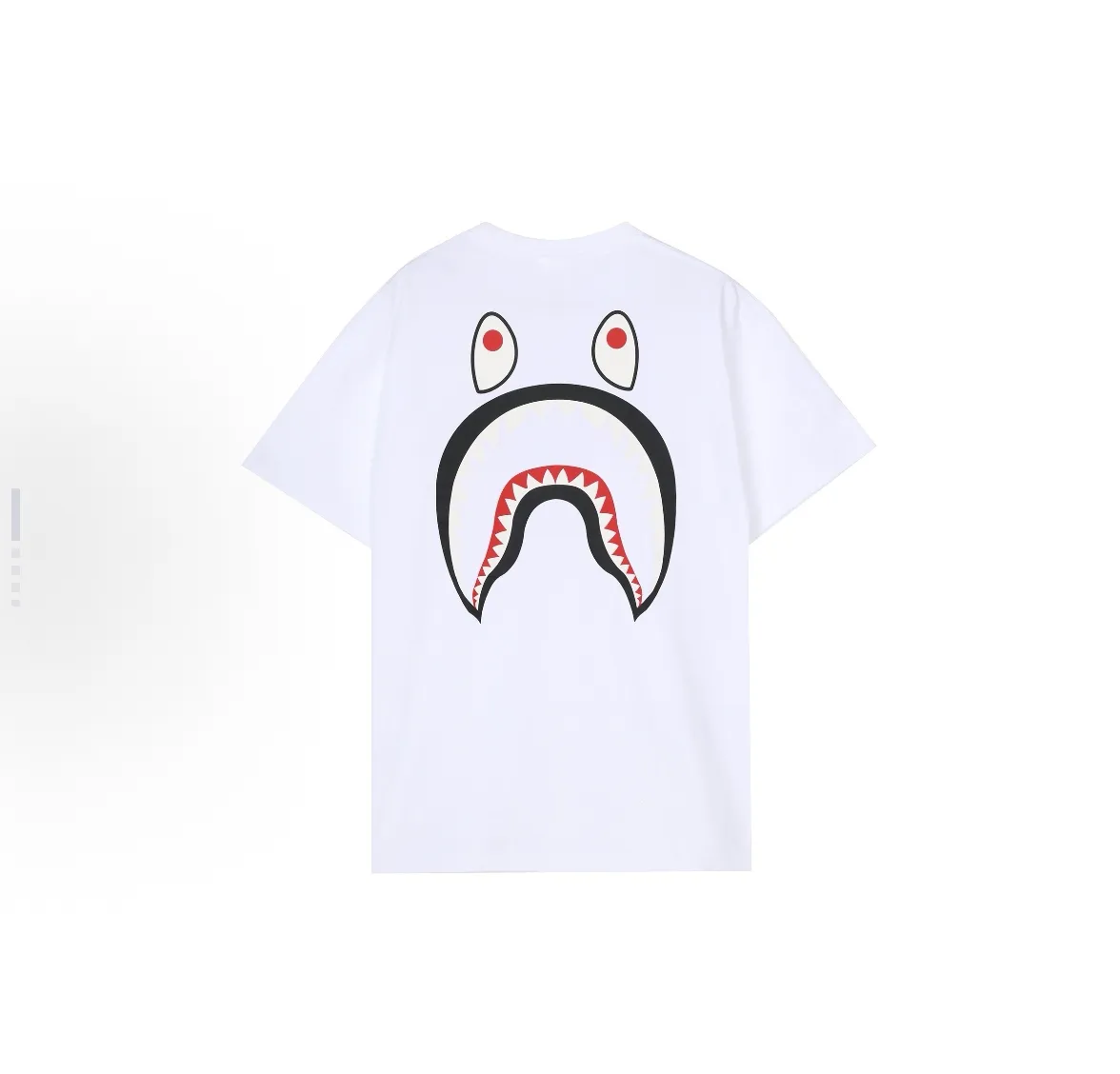 P110 001080 A BATHING APE Bape shark series WGM Big Shark Tee printed short-sleeved T-shirt on the back, same style for men and women, size smlxlxxl, black and white