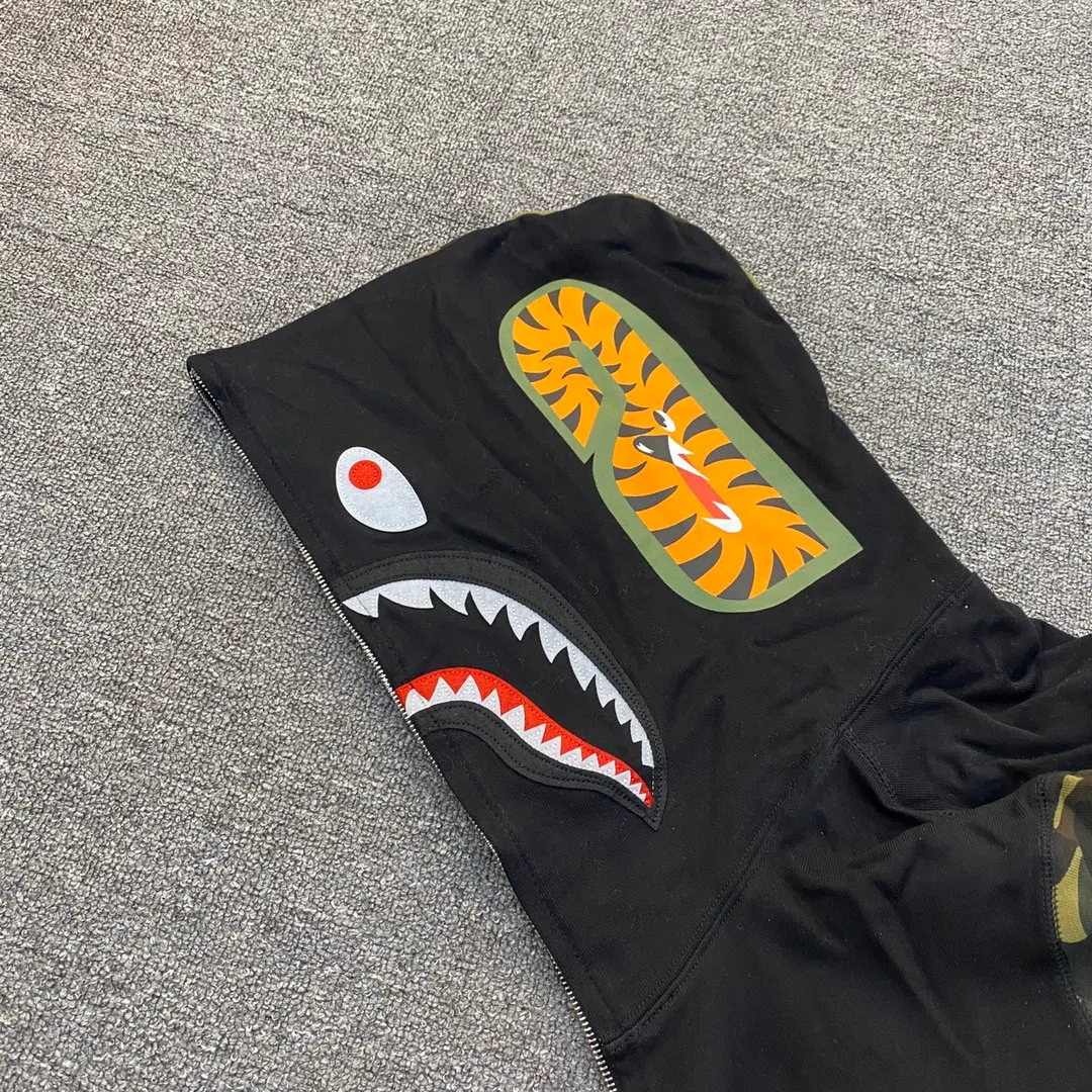 💰380 BAPE design shark splicing camouflage WGM classic logo couple model: S—XXL [grey black]