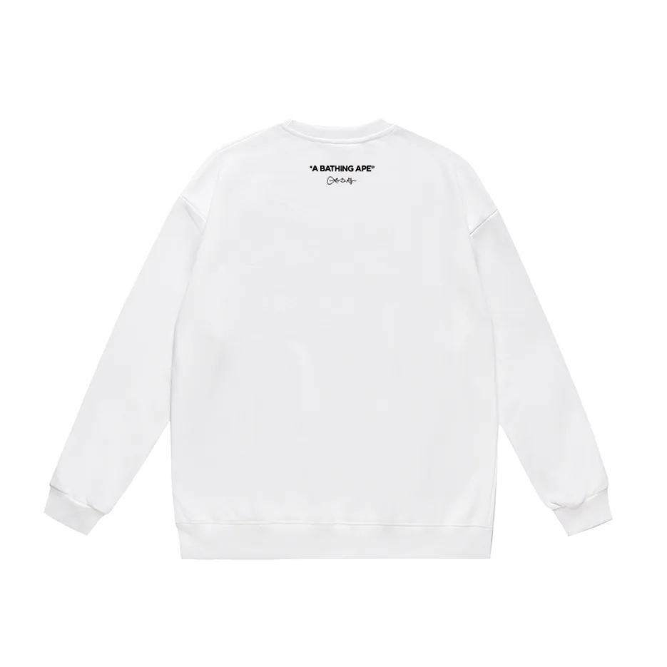 P170 model number SC308# terry 80 plus velvet 85 (top version) BAPE ape head letter printed round neck sweatshirt Made of 350g large terry (drop shoulder large version) fabric, soft and non-pilling, imported environmentally friendly printing glue, bright and three-dimensional pattern, quality 💥Same style for men and women, the upper body is fashionable Color: black white gray Size: S M L XL XXL