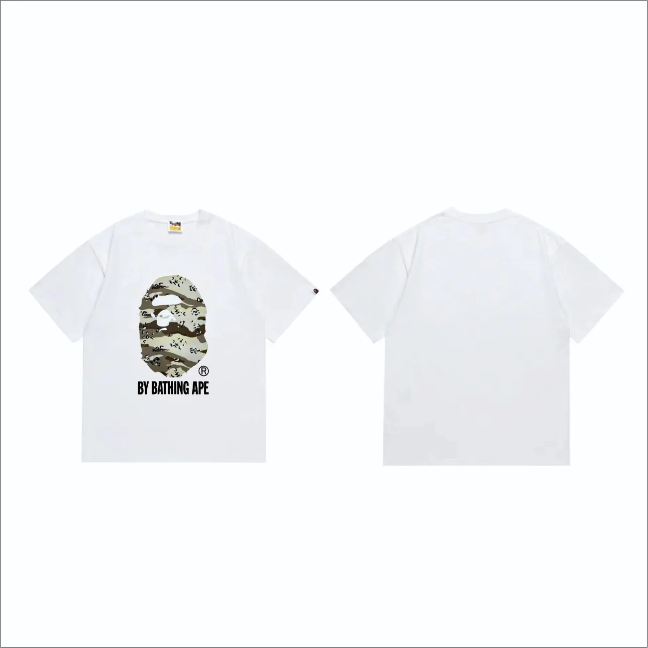 SC242#p110💰 (Top version) BAPE desert ape head letter printed short-sleeved T-shirt Made of 260 grams of high-quality high-weave pure cotton fabric, double yarn combed, soft texture and no pilling Imported environmentally friendly printing glue, bright and three-dimensional pattern, quality 💥Same style for men and women, the upper body is trendy Color: black and yellow, white and yellow, black and gray, white and gray Size: S M L XL XXL