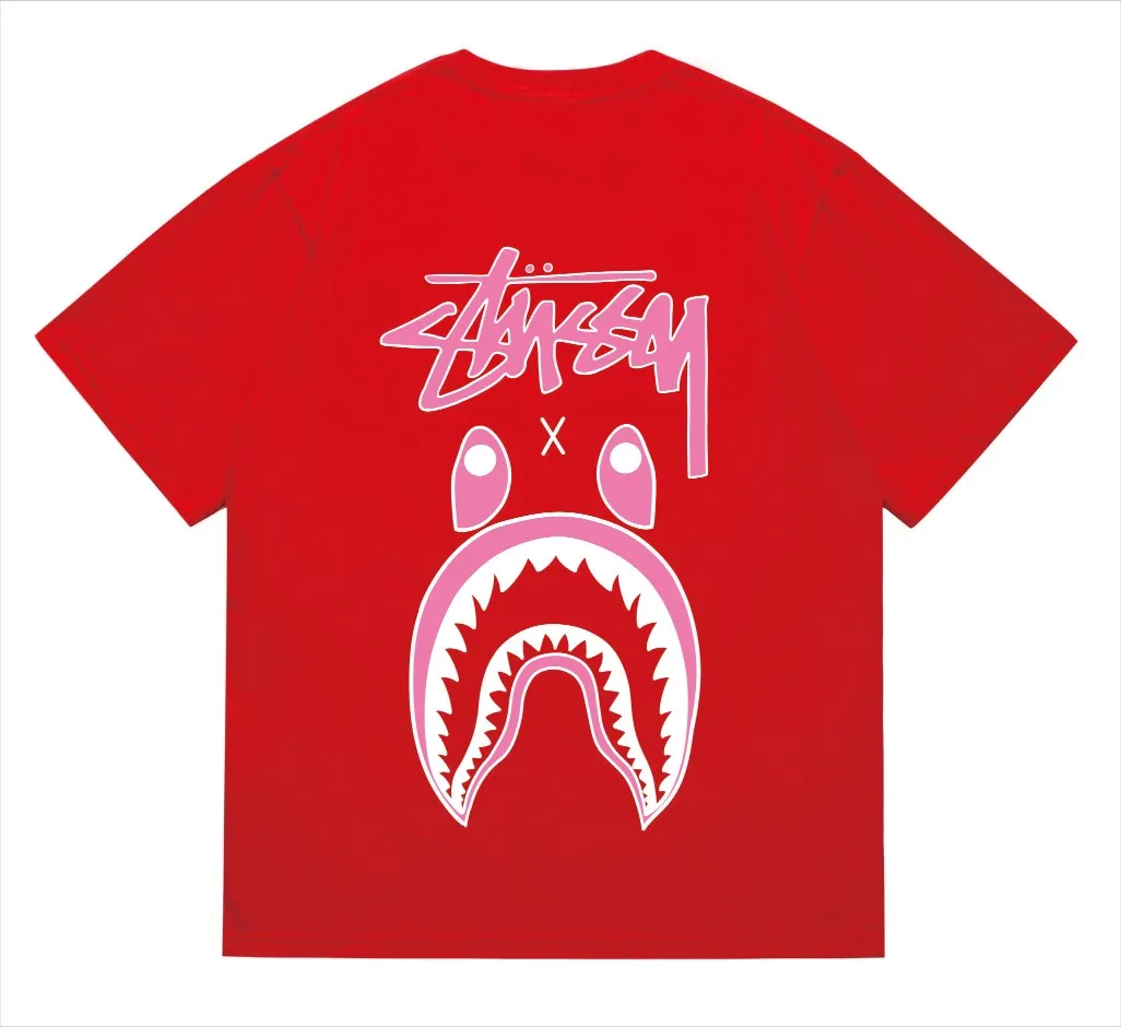 SC204#p110💰 (Top version) BAPE×Stussy co-branded Stussy letter ape print T-shirt Made of 260 grams of high-quality high-weave pure cotton fabric, double yarn combed, soft and non-pilling, imported environmentally friendly printing glue, bright and three-dimensional pattern, quality 💥Same style for men and women, the upper body is fashionable Color: black and white, gray and white, pink and white, red and white, white and black, gray and black, pink and black, red and black Size: S M L XL XXL