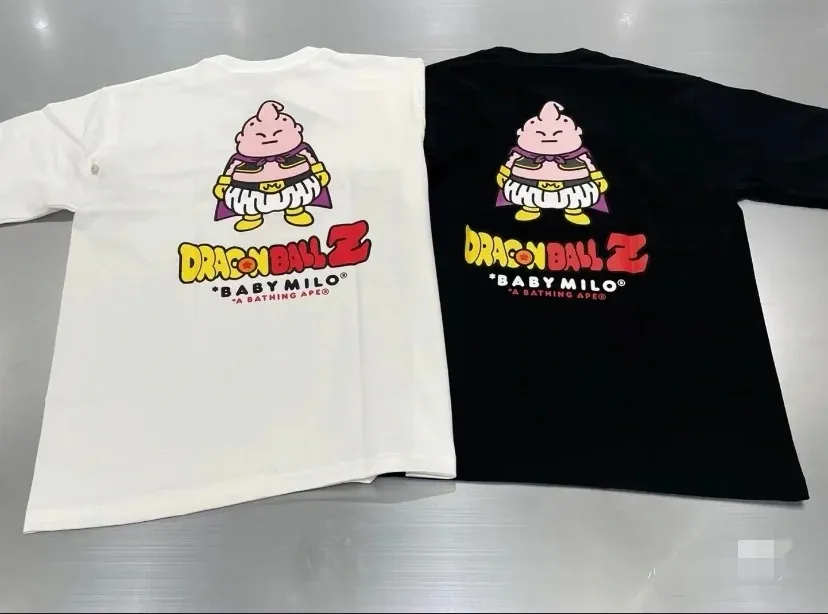 P110 001075 BAPE Ragon Ball cartoon pattern printed short-sleeved T-shirt, same style for men and women, size smlxlxxl, black and white