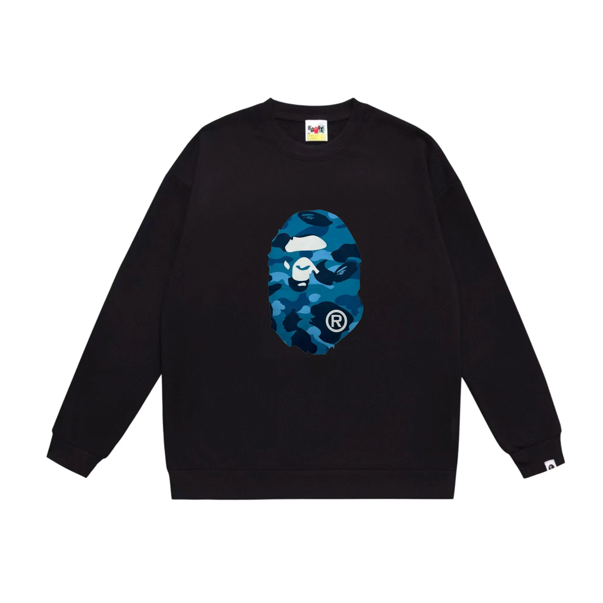 P170 model number SC552# terry 80 plus velvet 85 (top version) BAPE honeycomb camouflage letters great ape head print pattern round neck sweatshirt Made of 350g large terry (drop shoulder large version) fabric, soft texture and no pilling Imported environmentally friendly printing glue The pattern is bright and three-dimensional Quality 💥Same style for men and women The upper body is trendy Color: black gray white gray gray gray black blue white blue gray blue Size: S M L XL XXL