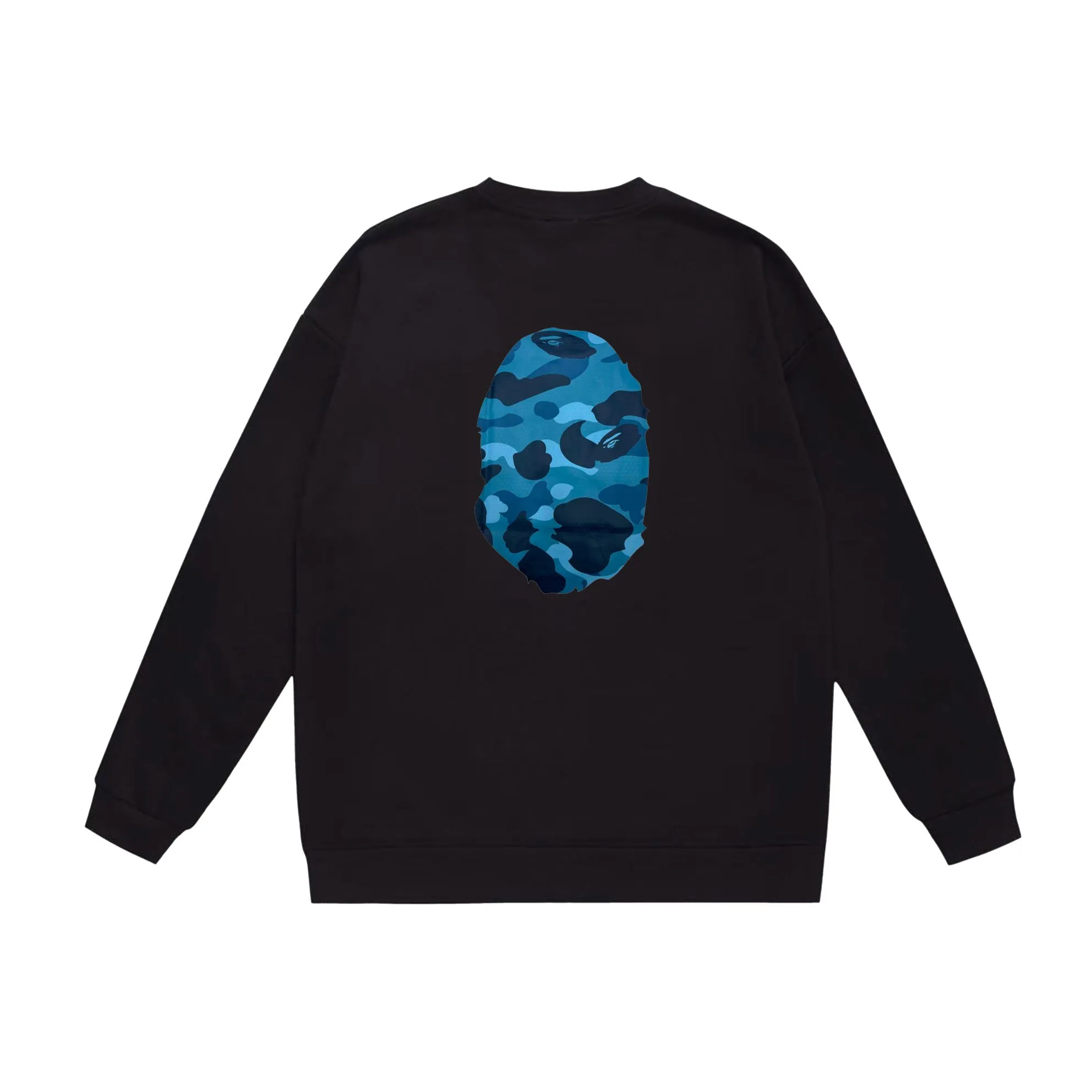 P170 model number SC552# terry 80 plus velvet 85 (top version) BAPE honeycomb camouflage letters great ape head print pattern round neck sweatshirt Made of 350g large terry (drop shoulder large version) fabric, soft texture and no pilling Imported environmentally friendly printing glue The pattern is bright and three-dimensional Quality 💥Same style for men and women The upper body is trendy Color: black gray white gray gray gray black blue white blue gray blue Size: S M L XL XXL